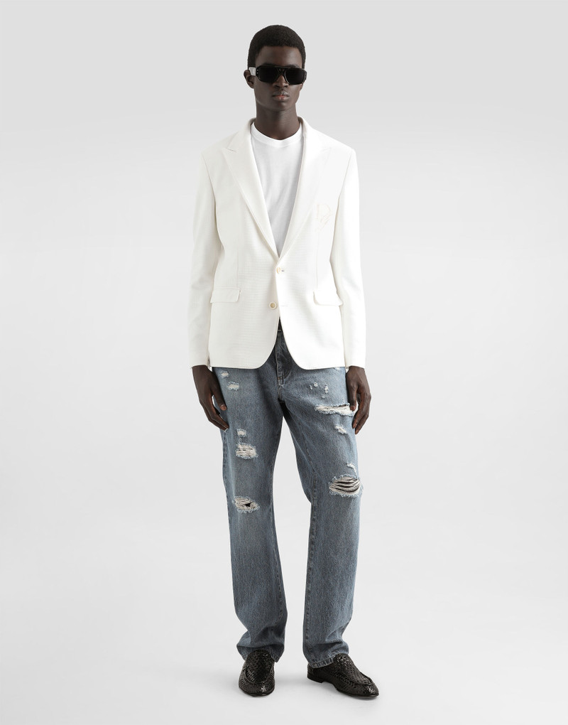 Dolce & Gabbana Single-breasted stretch jersey jacket with logo embroidery outlook