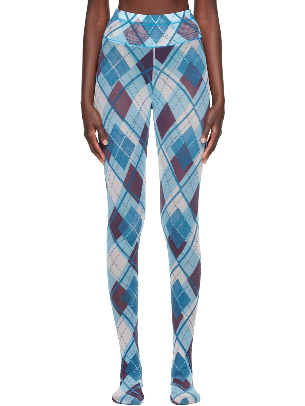 Blue Bonnet Flocked Mesh Leggings - 1