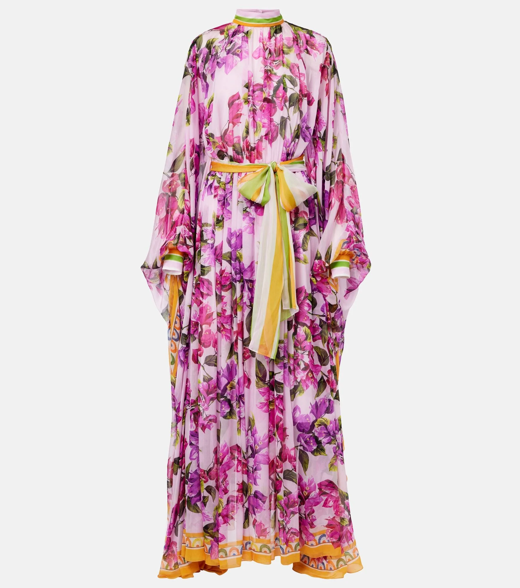 Belted floral silk kaftan - 1