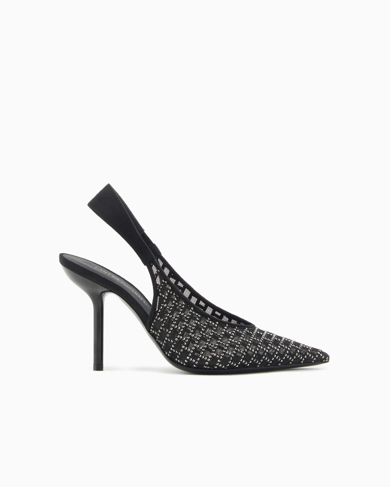 Pointed slingback court shoes with graphic rhinestone pattern - 1