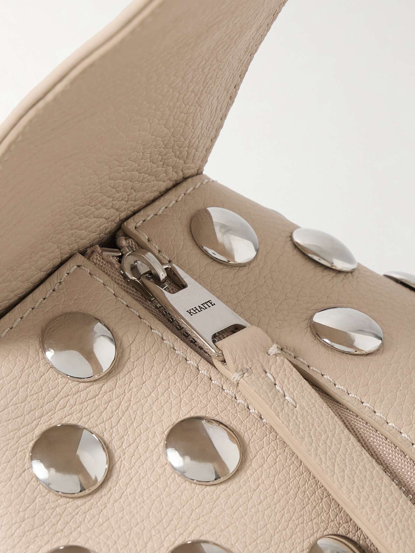 Elena large studded textured-leather shoulder bag - 4