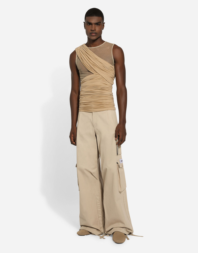 Stretch tulle T-shirt with draping 3