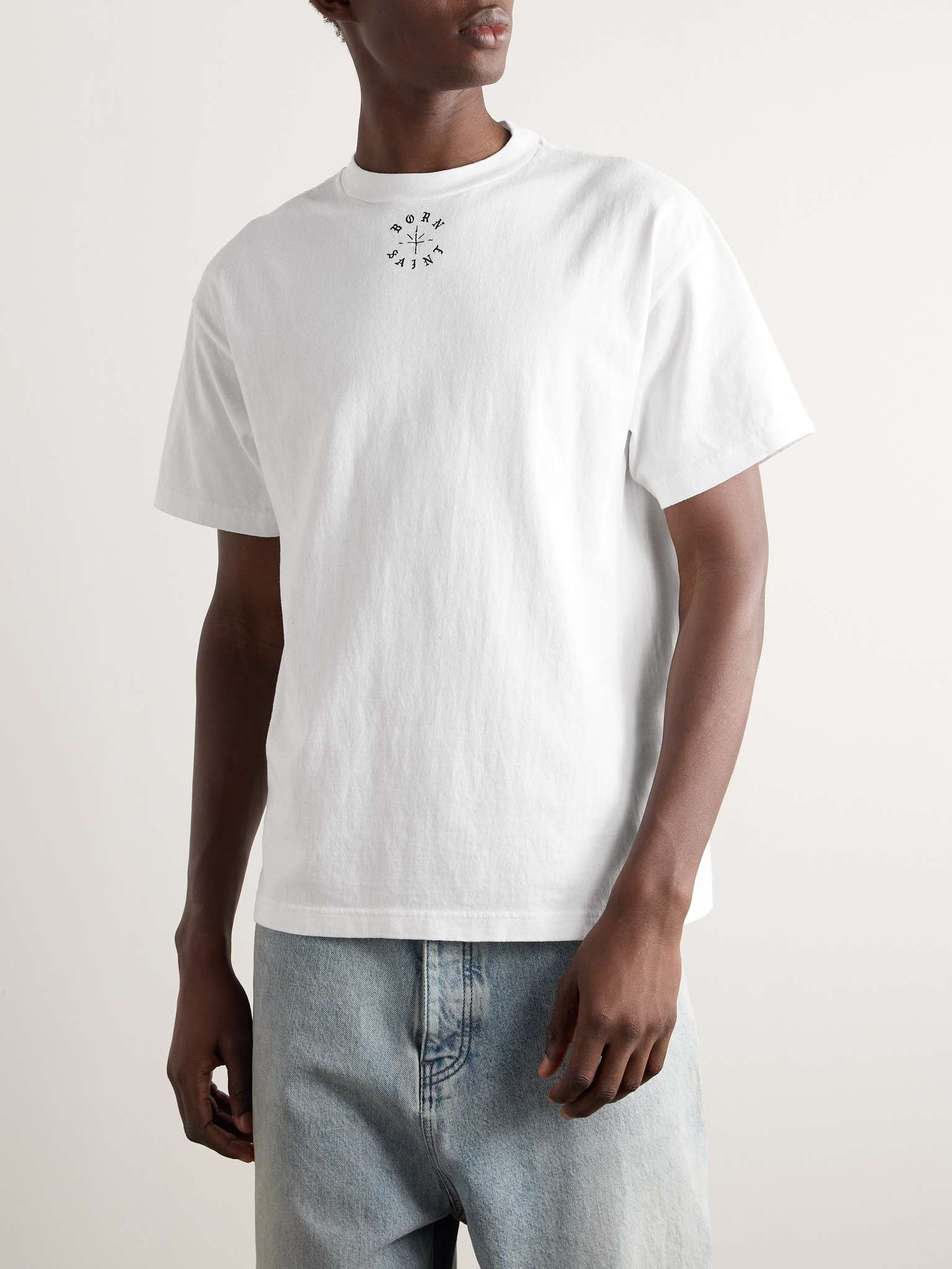 + Born X Raised Logo-Print Embroidered Cotton-Jersey T-Shirt - 3