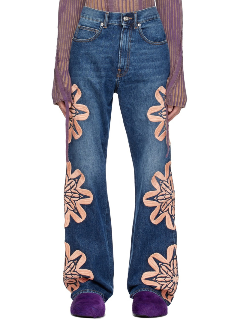 Blue Embroidered Jeans 1