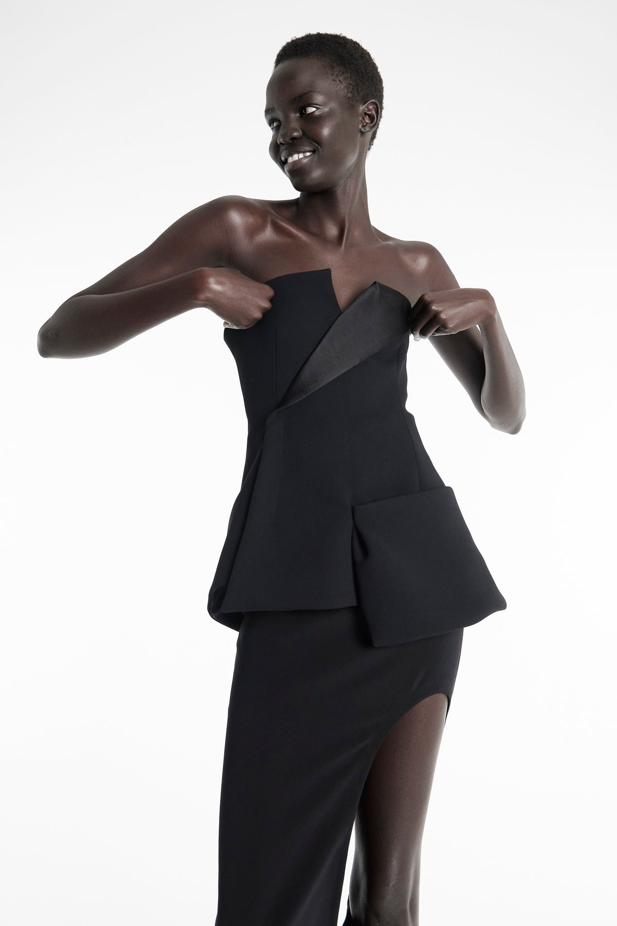 CORSETED TUXEDO TOP BLACK - 2