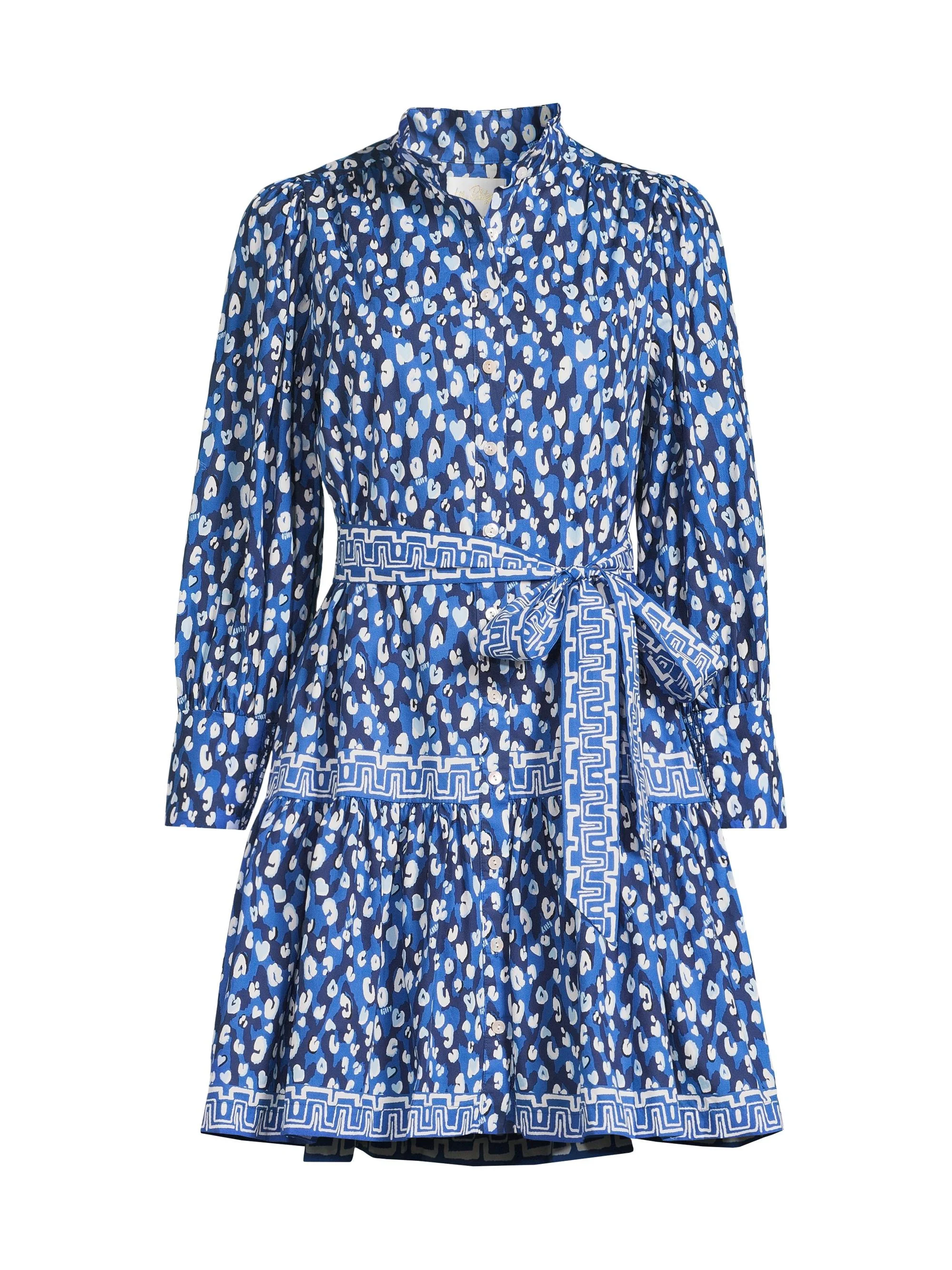 Women's Drena Animal-Print Cotton Mini-Shirtdress - Starlight Navy - 1