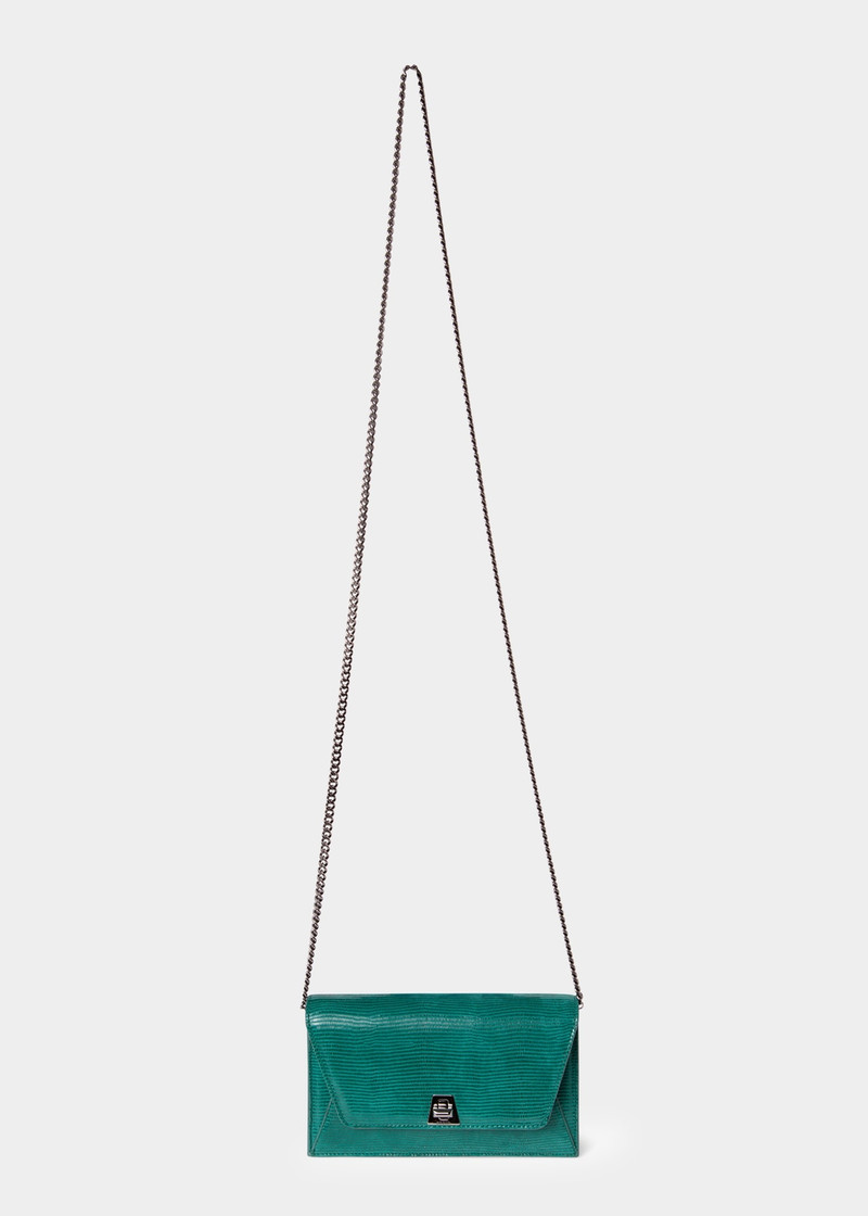 AKRIS Anouk Lizard-Print Clutch Bag w/ Chain outlook