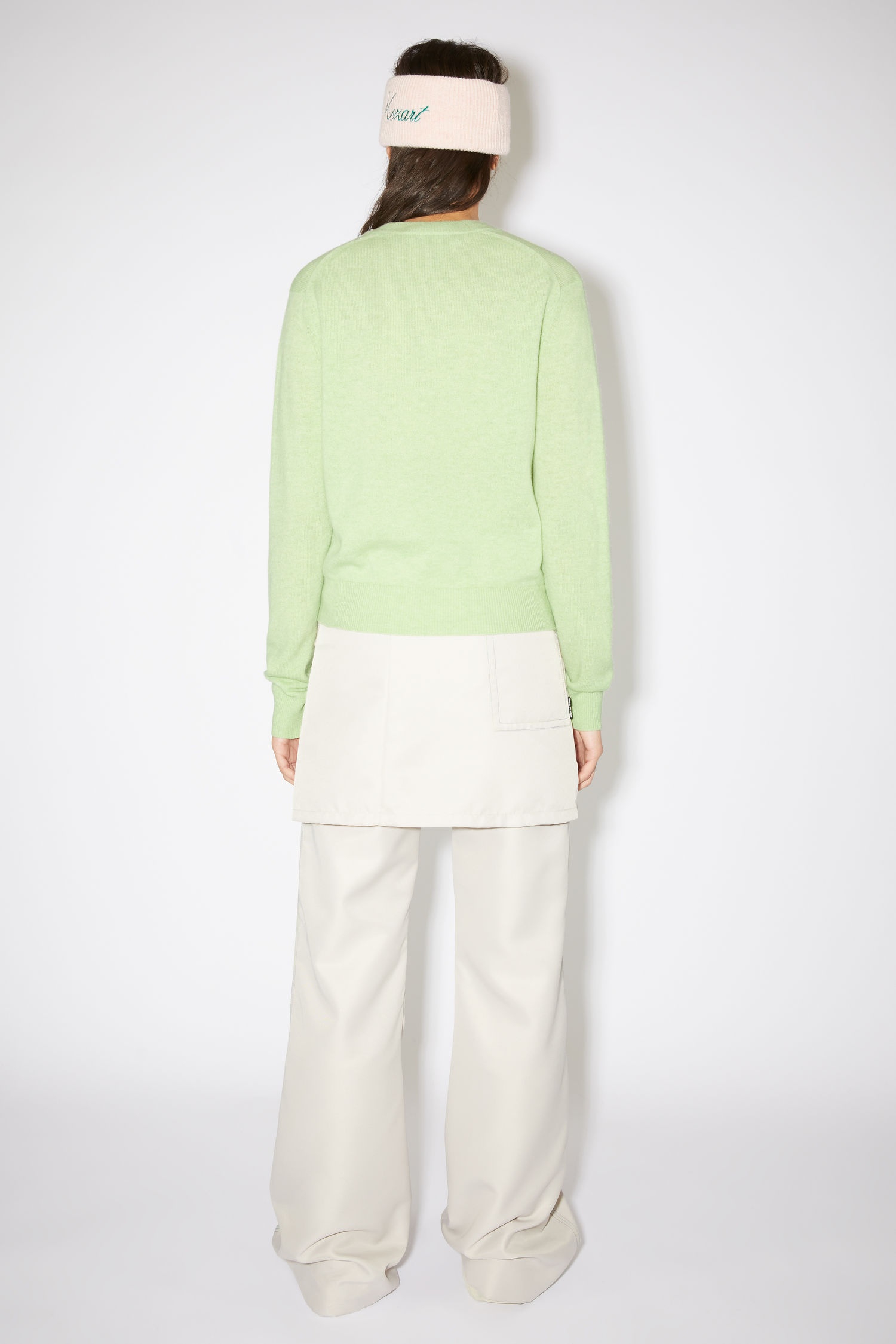 Wool v-neck sweater - Pale green melange - 3