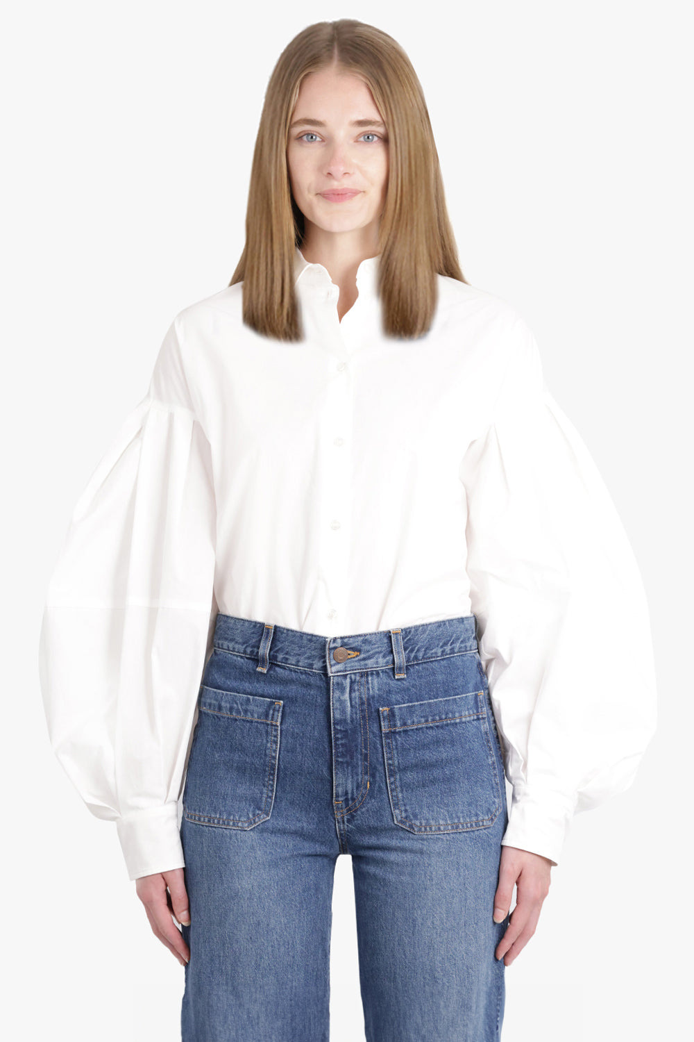 L/S SHIRT WITH BALLOON SLEEVES | WHITE - 2