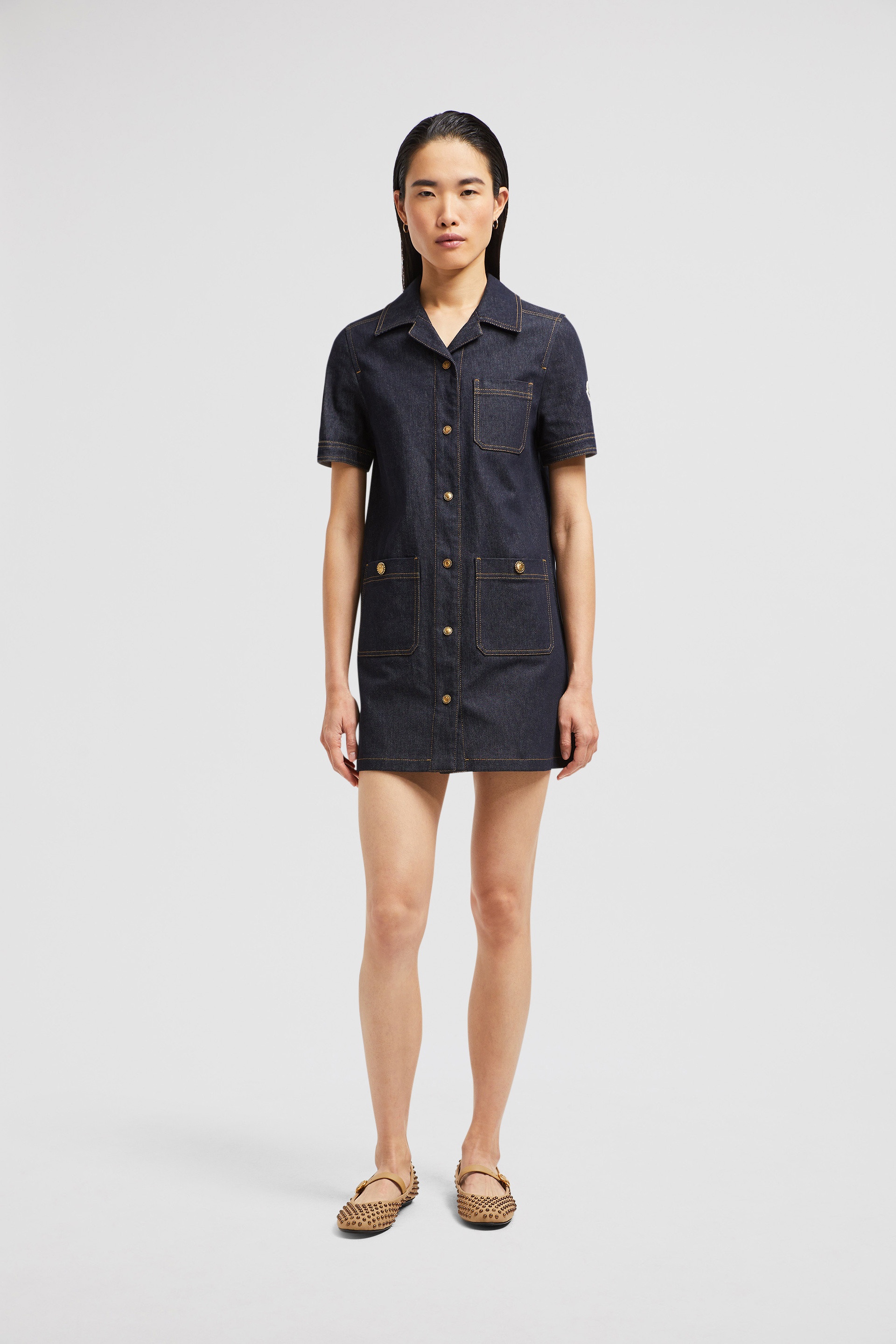 Denim Mini Shirt Dress - 3