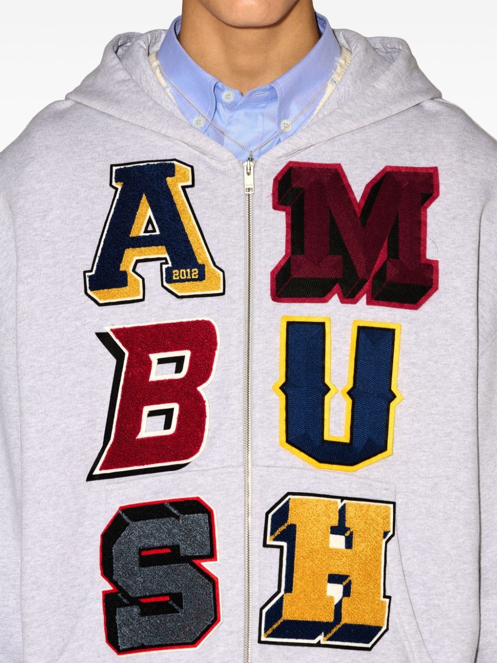 logo-patch zip-up hoodie - 6