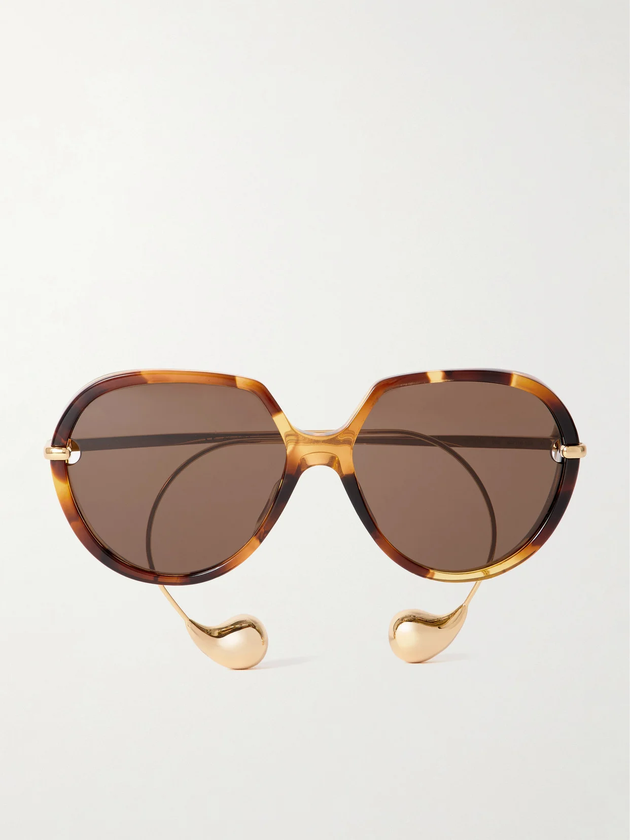 Drop Round-frame Tortoiseshell Acetate And Gold-tone Sunglasses - 1