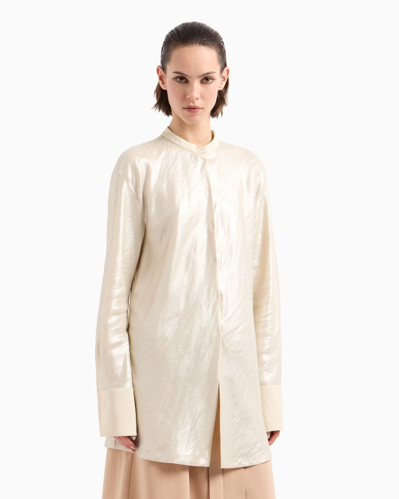 GIORGIO ARMANI LONG SHIRT IN LAMINATED LINEN AND VISCOSE outlook