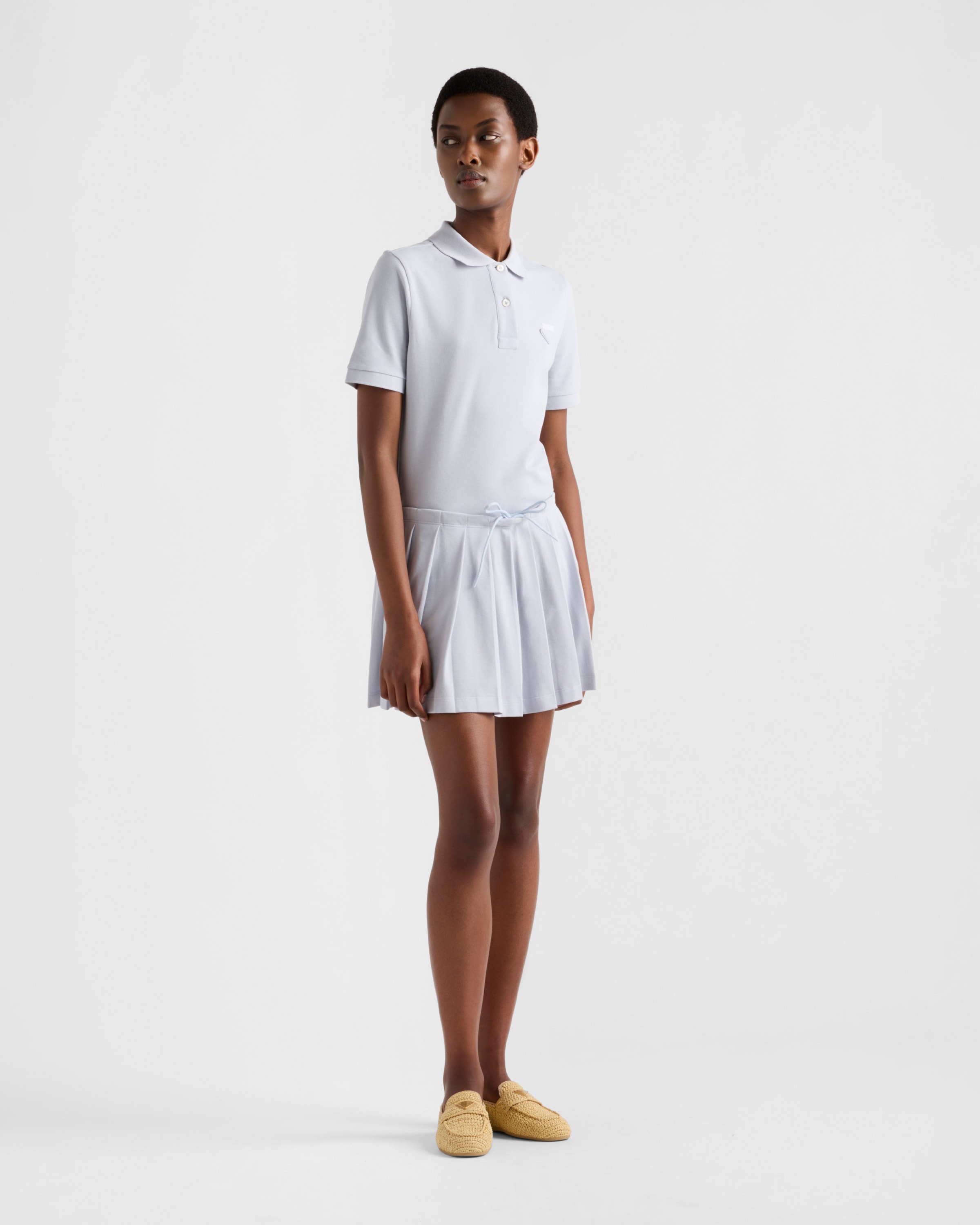 Pleated piqué miniskirt - 2