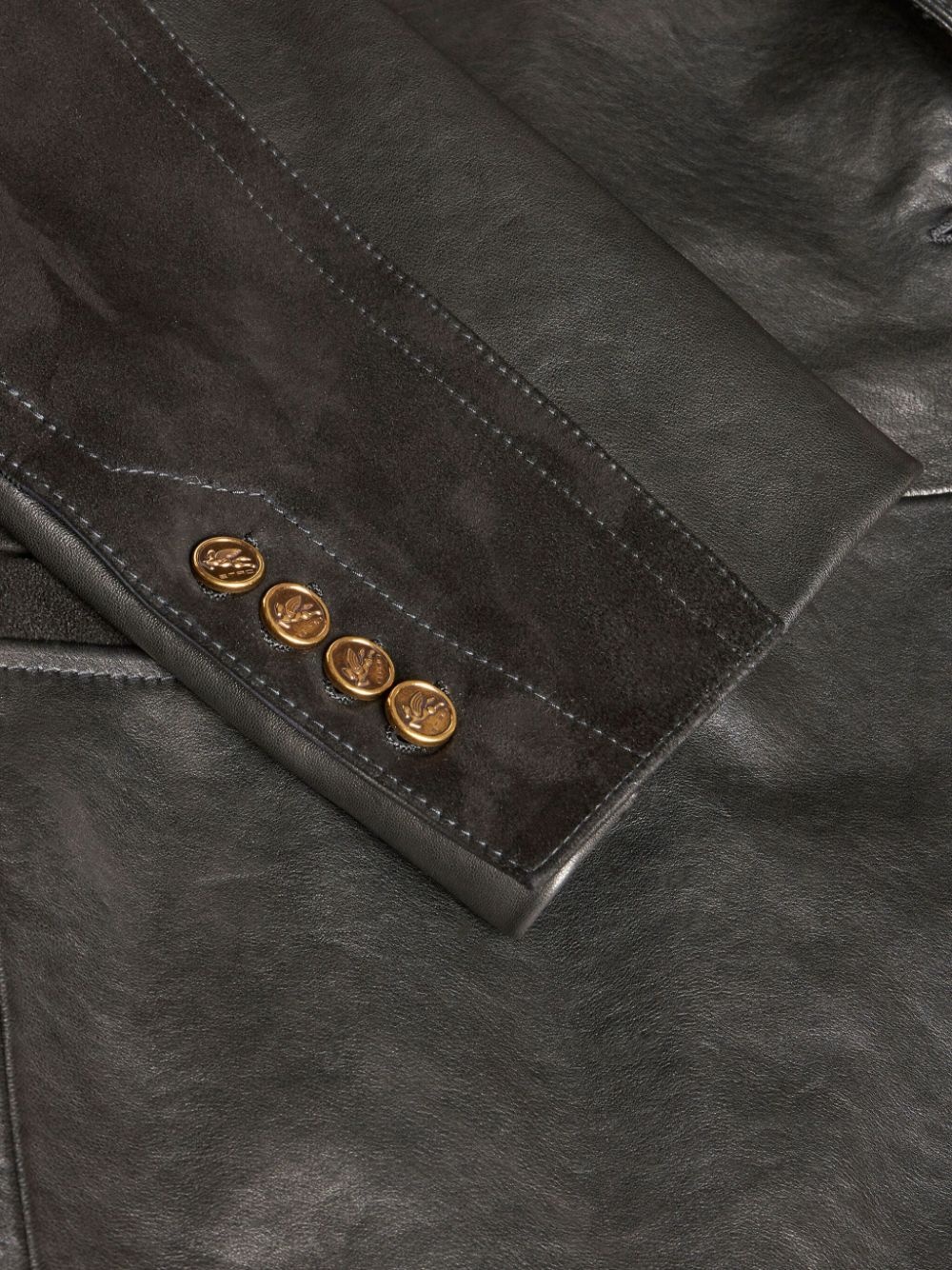 suede-trim leather jacket - 6