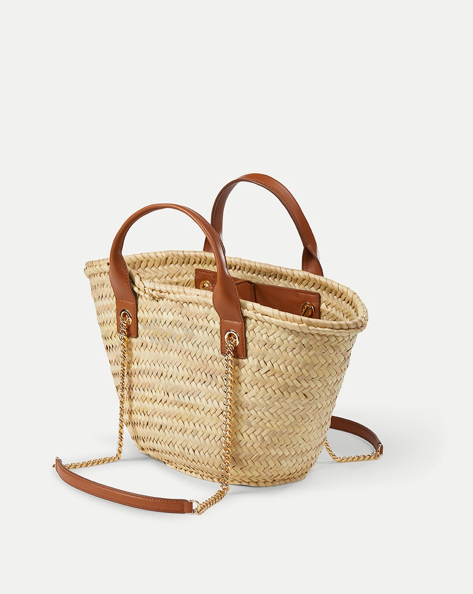 SMALL RAFFIA CREST MARKET TOTE - 5
