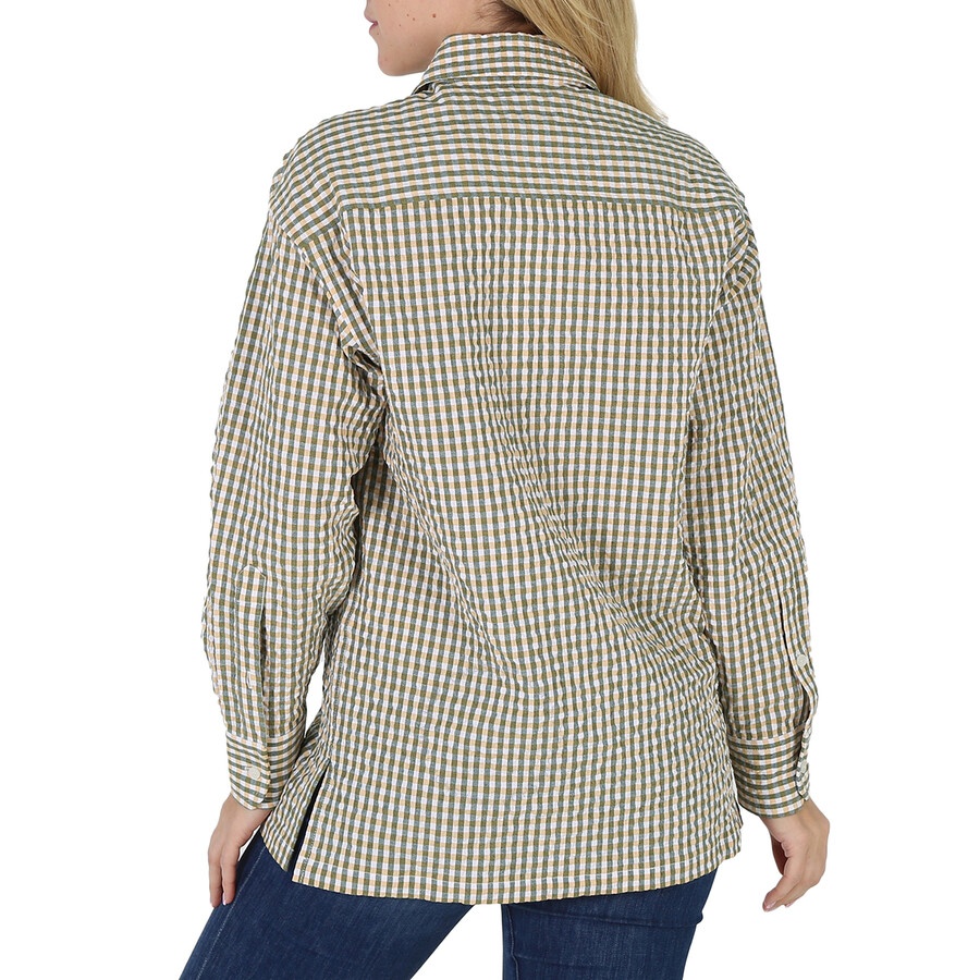 Kenzo Ladies Gingham Print Boke Flower Long-Sleeve Cotton Shirt - 6