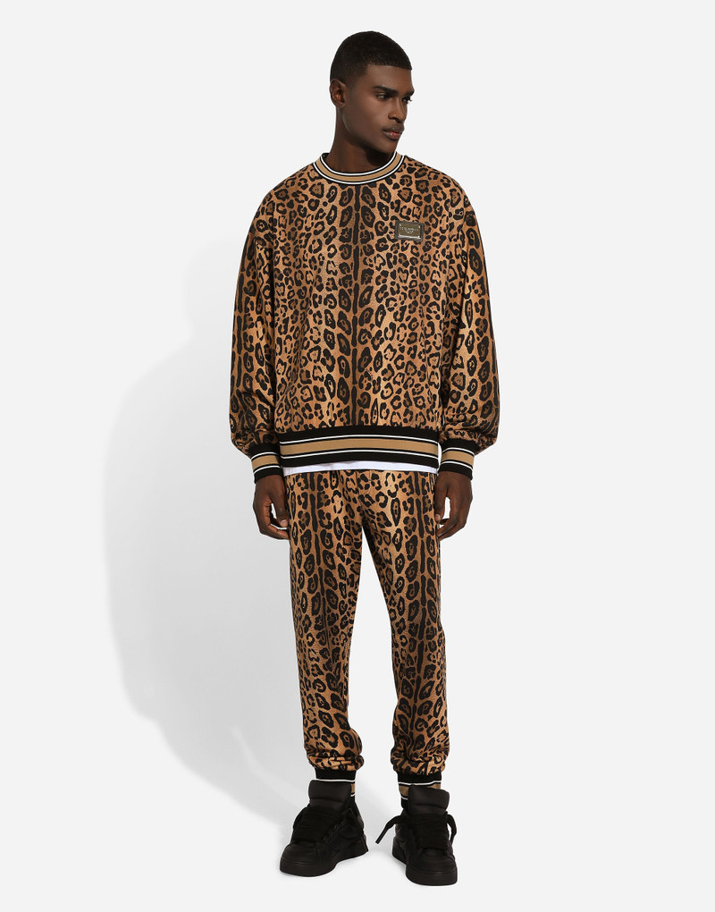 Dolce & Gabbana Round-neck sweatshirt with leopard-print Crespo and tag outlook