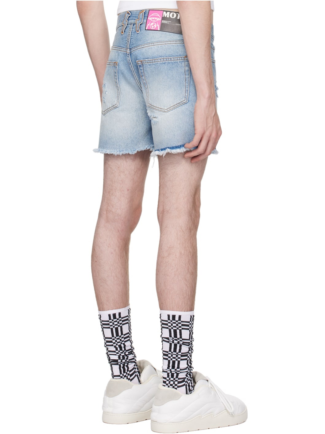 Blue Distressed Denim Shorts - 3