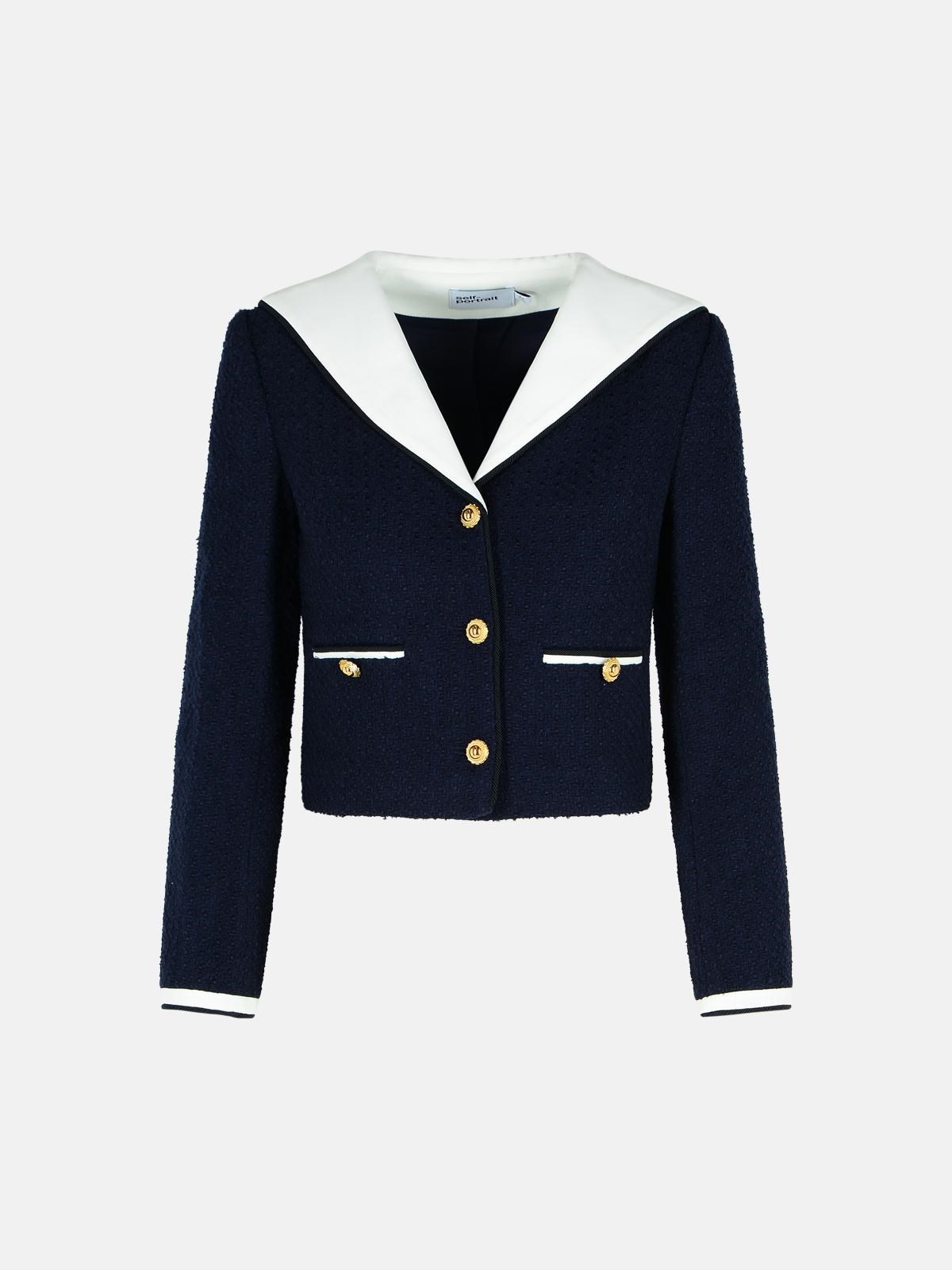 'BOUCLE' BLUE WOOL BLEND JACKET - 1