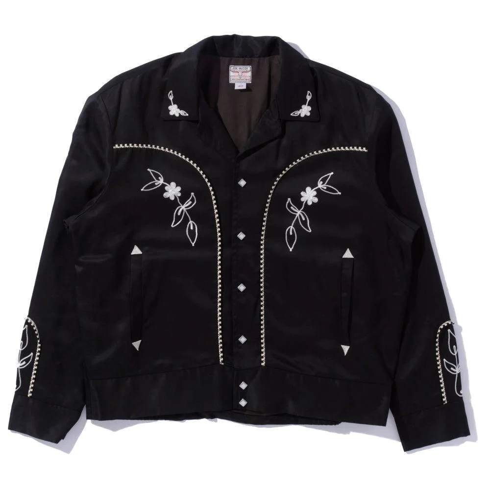 The Real McCoy's Embroidered Rayon Western Jacket Black - 1