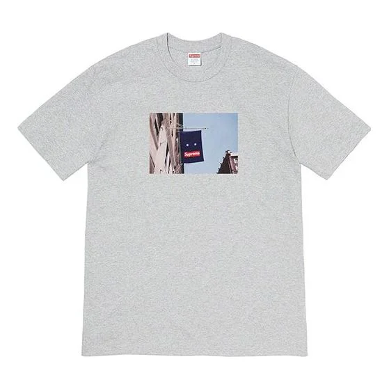 Supreme FW19 Week 1 Banner Tee Short Sleeve Unisex Gray SUP-FW19-001 - 1