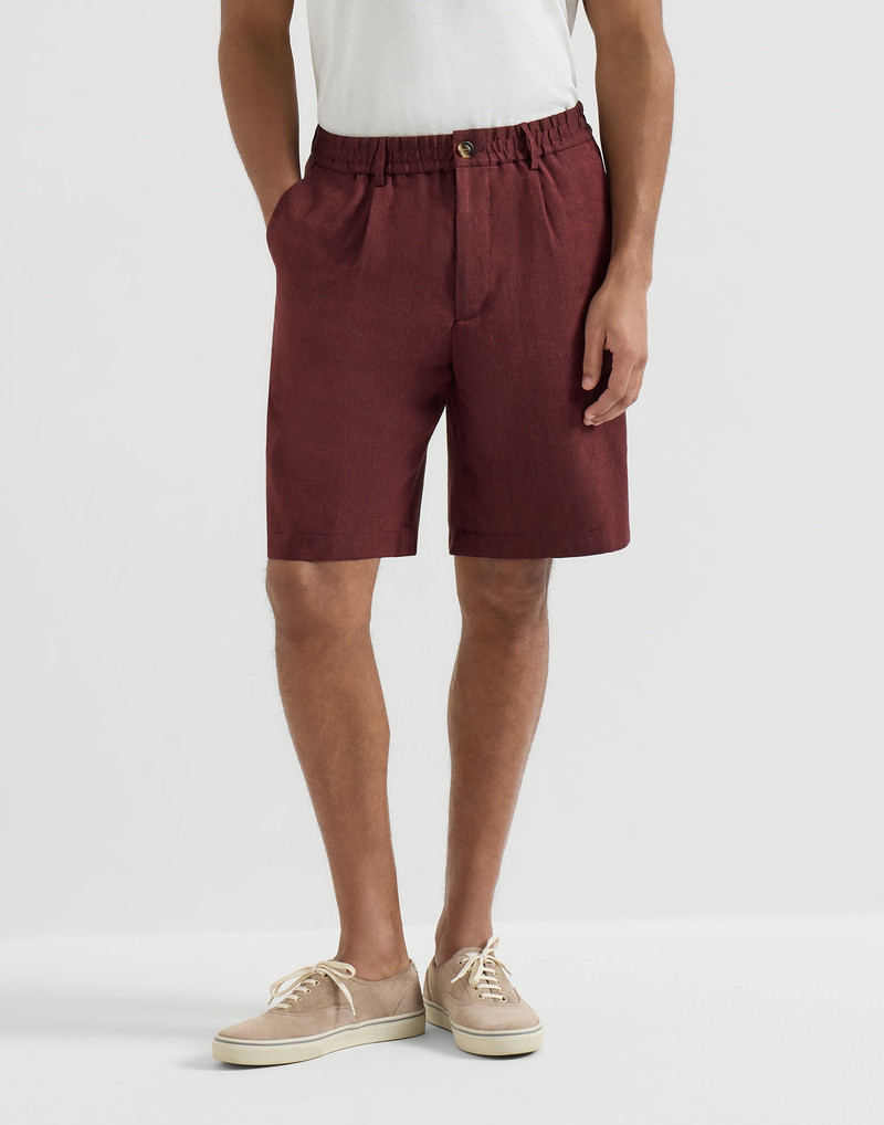 Linen and virgin wool chevron Bermuda shorts 2