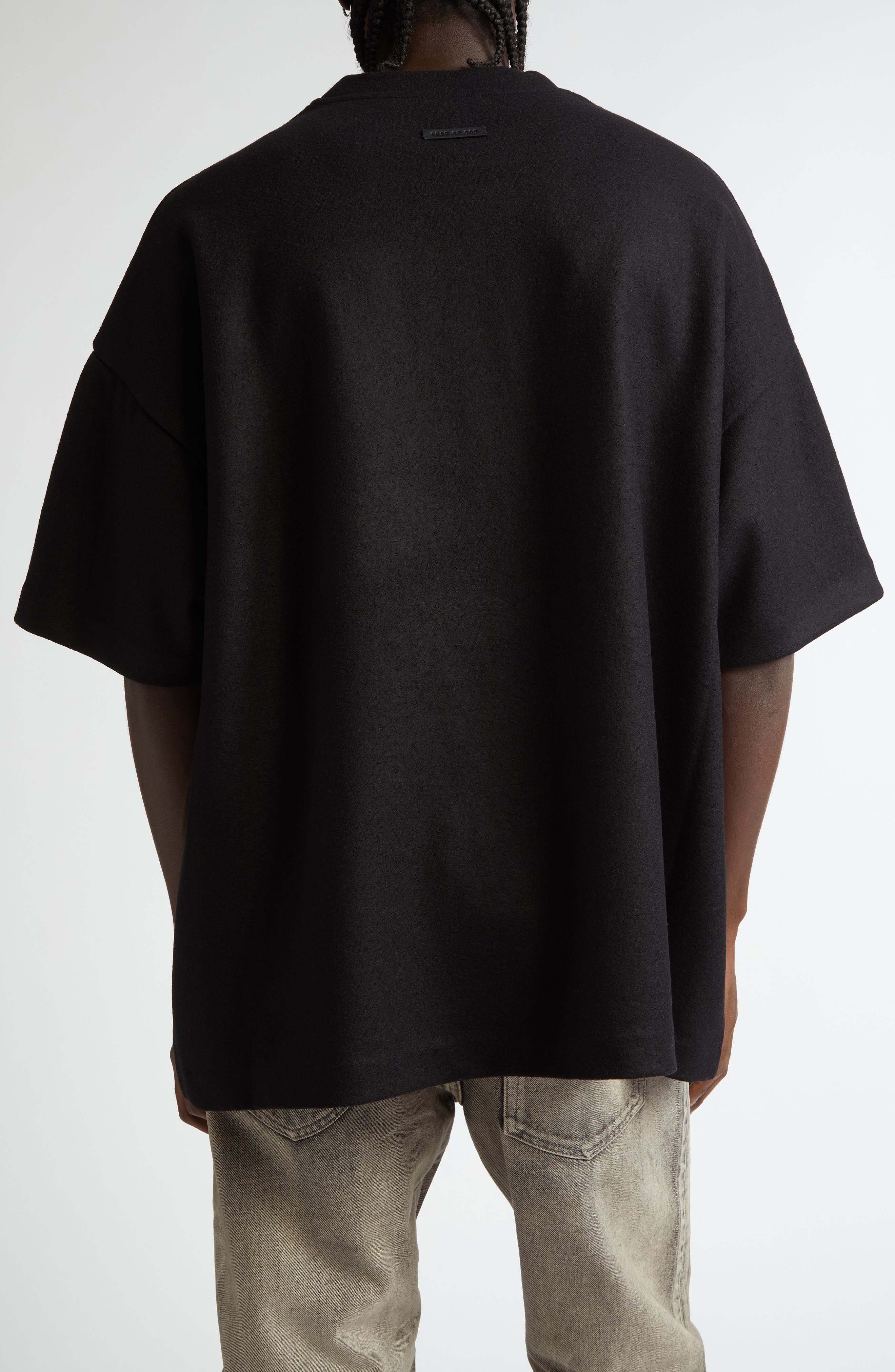 Fear of God Logo Patch Short Sleeve Merino Wool T-Shirt in Black at Nordstrom - 2