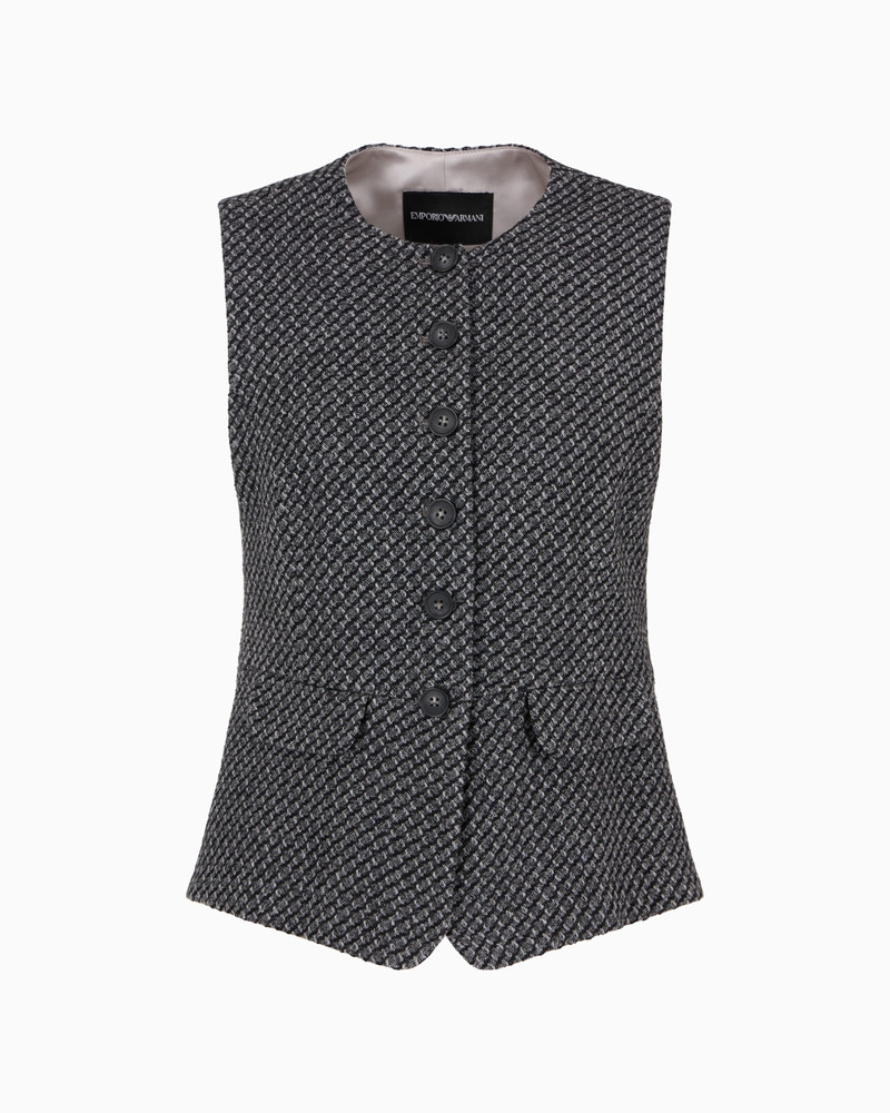 SINGLE-BREASTED WAISTCOAT IN A MÉLANGE WOOL-BLEND KNIT WITH A TEXTURED PATTERN 1