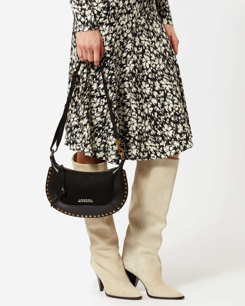 Isabel Marant OSKAN MOON LEATHER AND COTTON SHOULDER BAG outlook