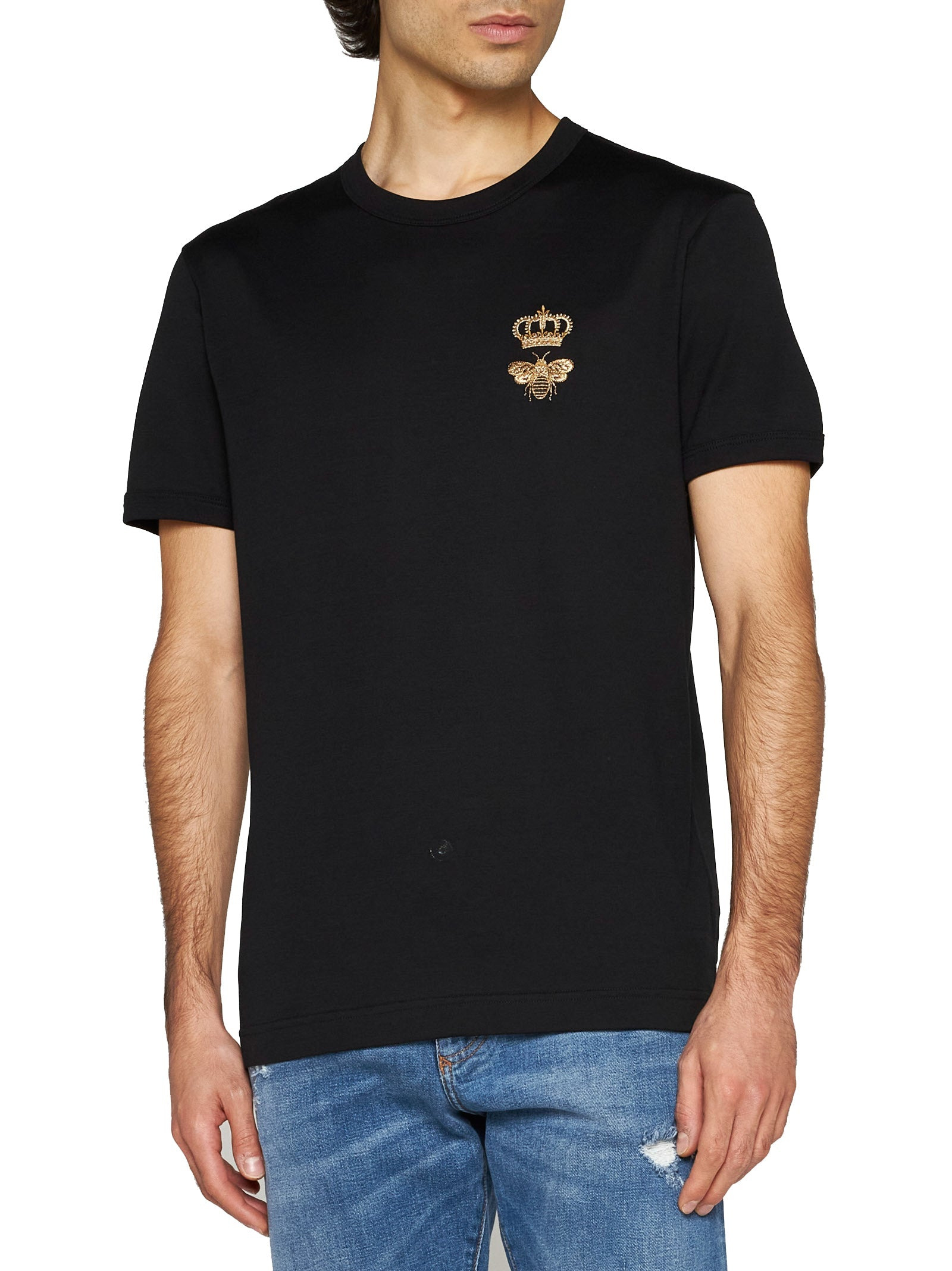 Dolce & Gabbana Men Crown And Bee Cotton T-Shirt - 2