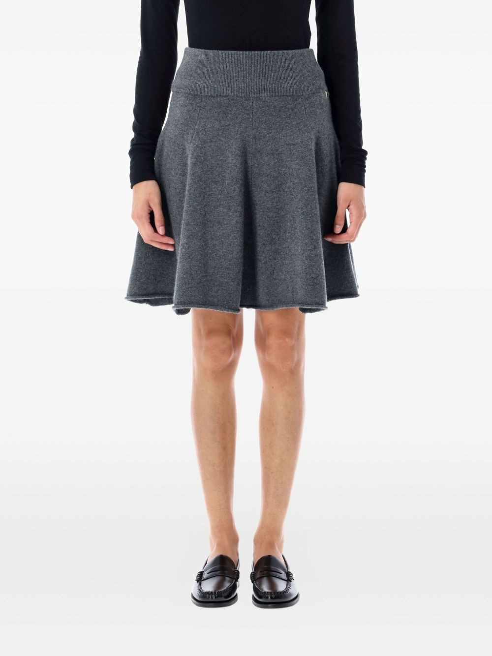 ribbed-knit flared mini A-line skirt - 1