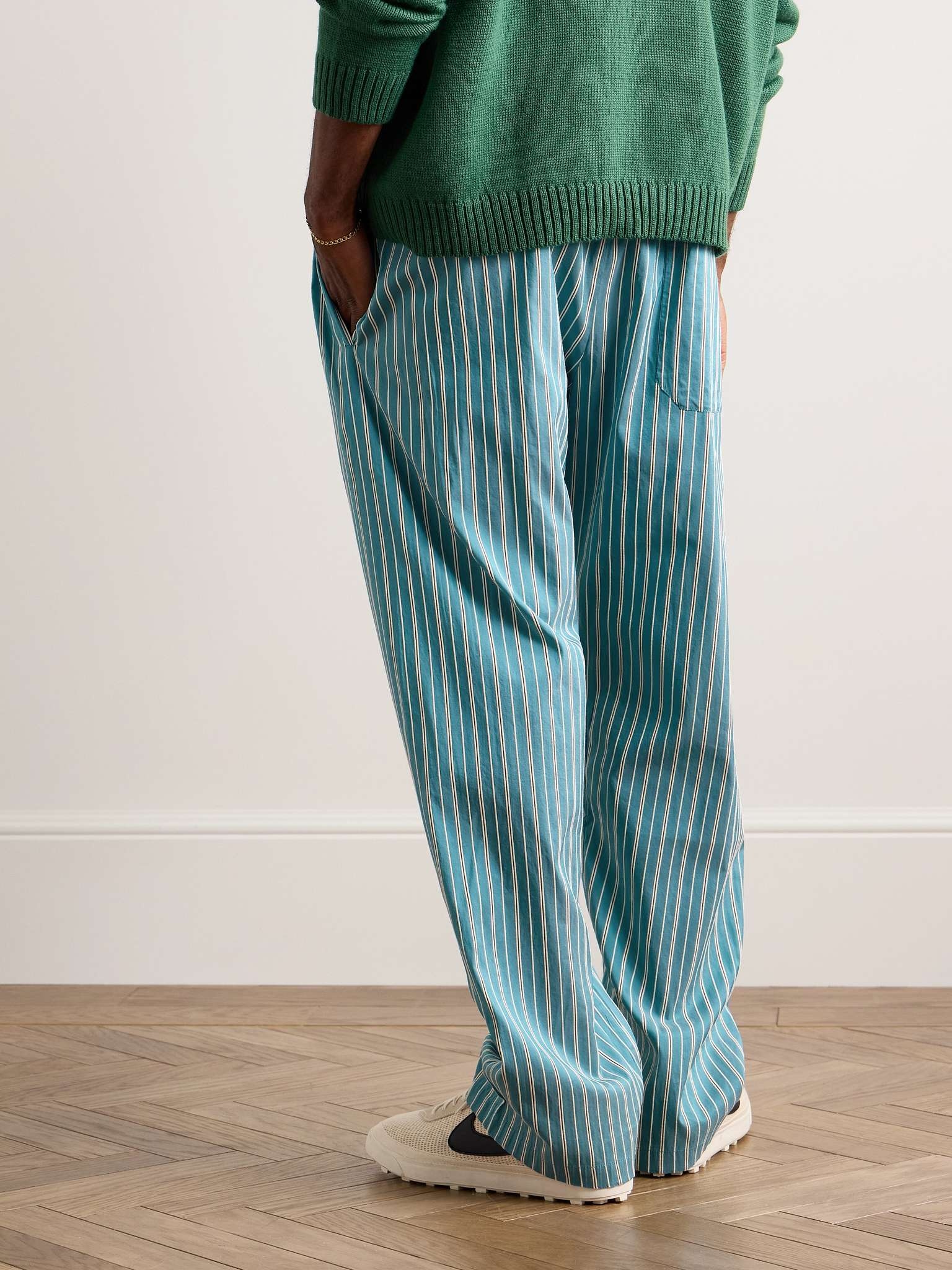 Shore Straight-Leg Striped Cotton-Blend Drawstring Trousers - 3