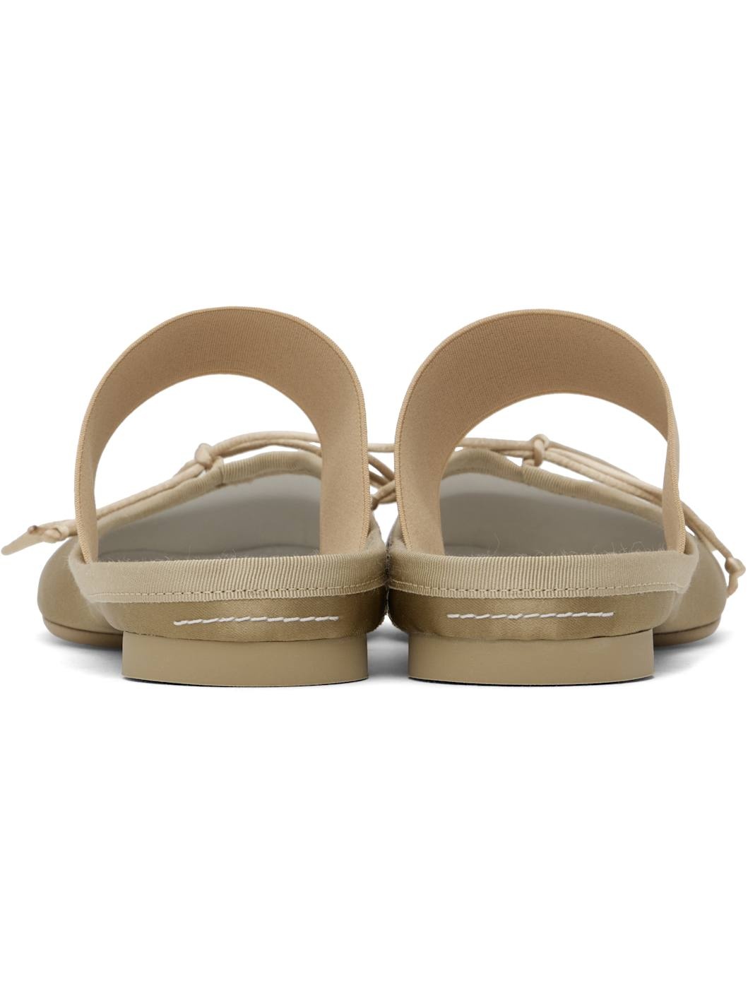 Khaki Satin Ballerina Mules - 2