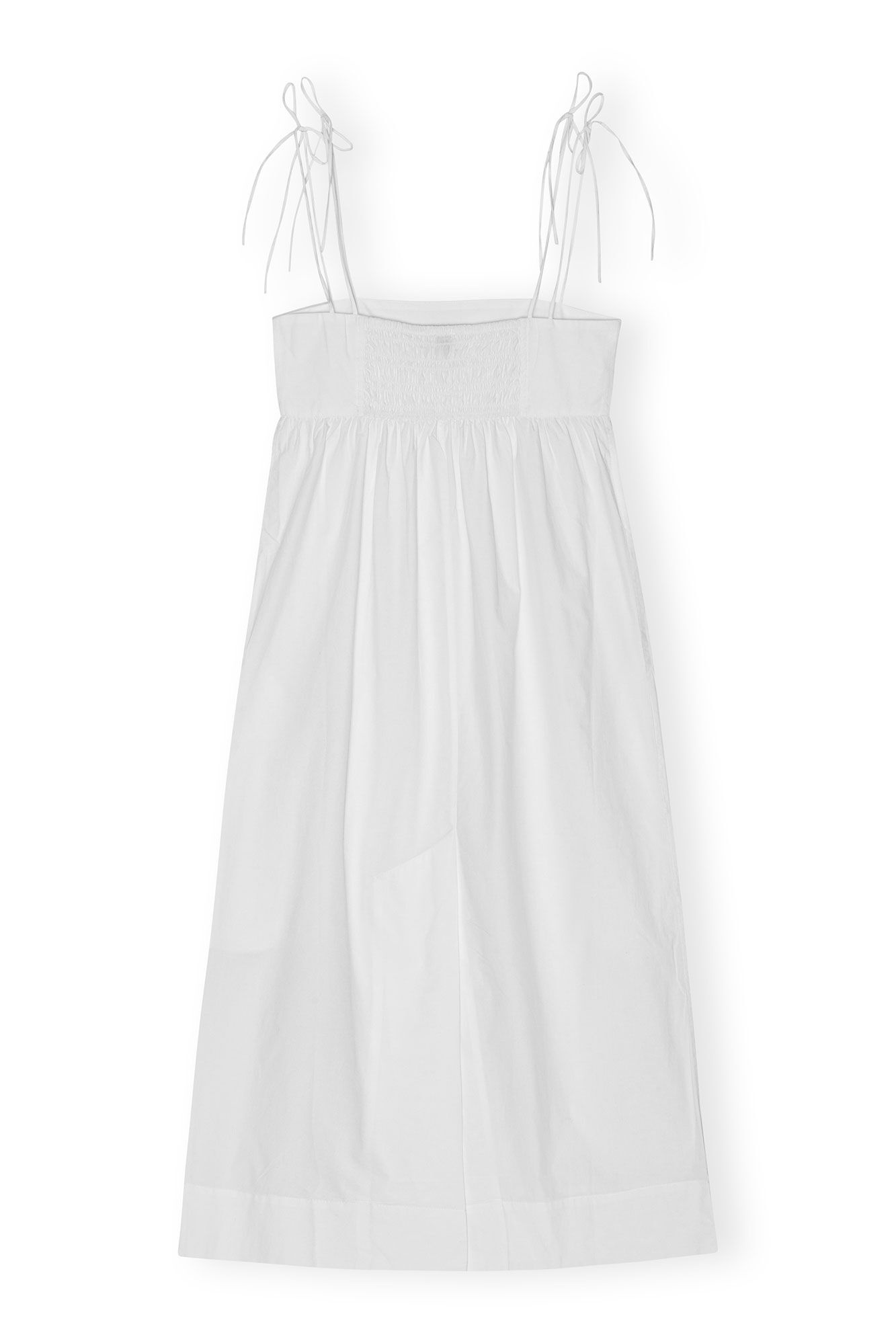 WHITE COTTON POPLIN STRING MIDI DRESS - 1