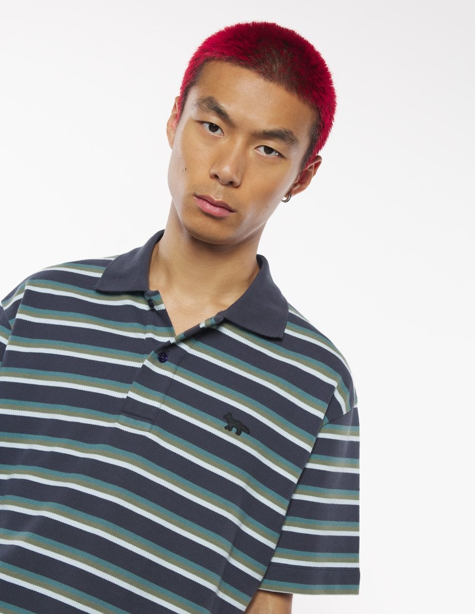 PROFILE FOX PATCH TRI COLOR STRIPES POLO - 4