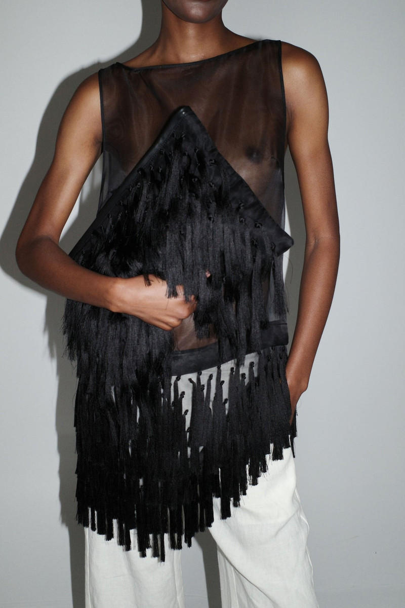 Tassel Oversized Clutch - Black 6