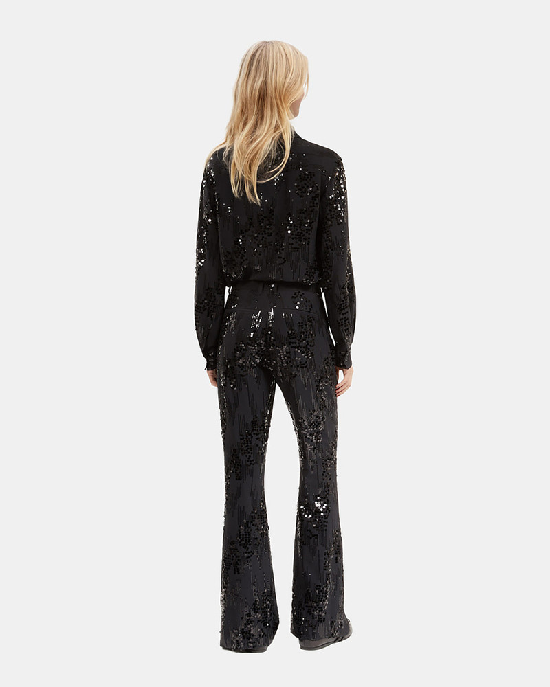 BLACK SEQUINNED FLARE PANTS 3