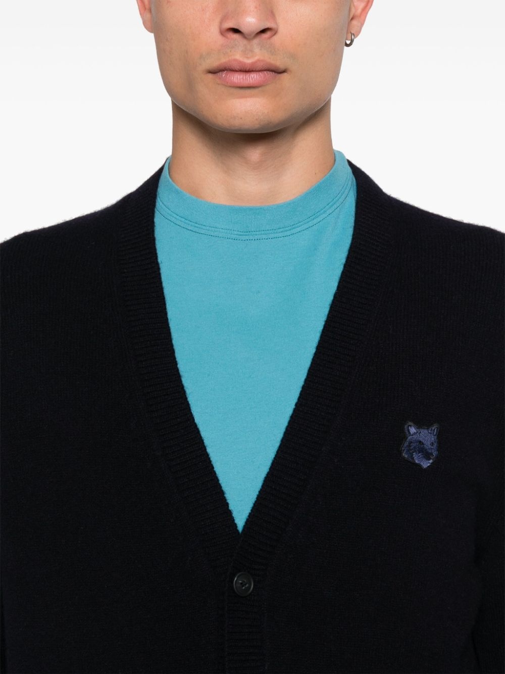 Bold Fox Head-patch cardigan - 5