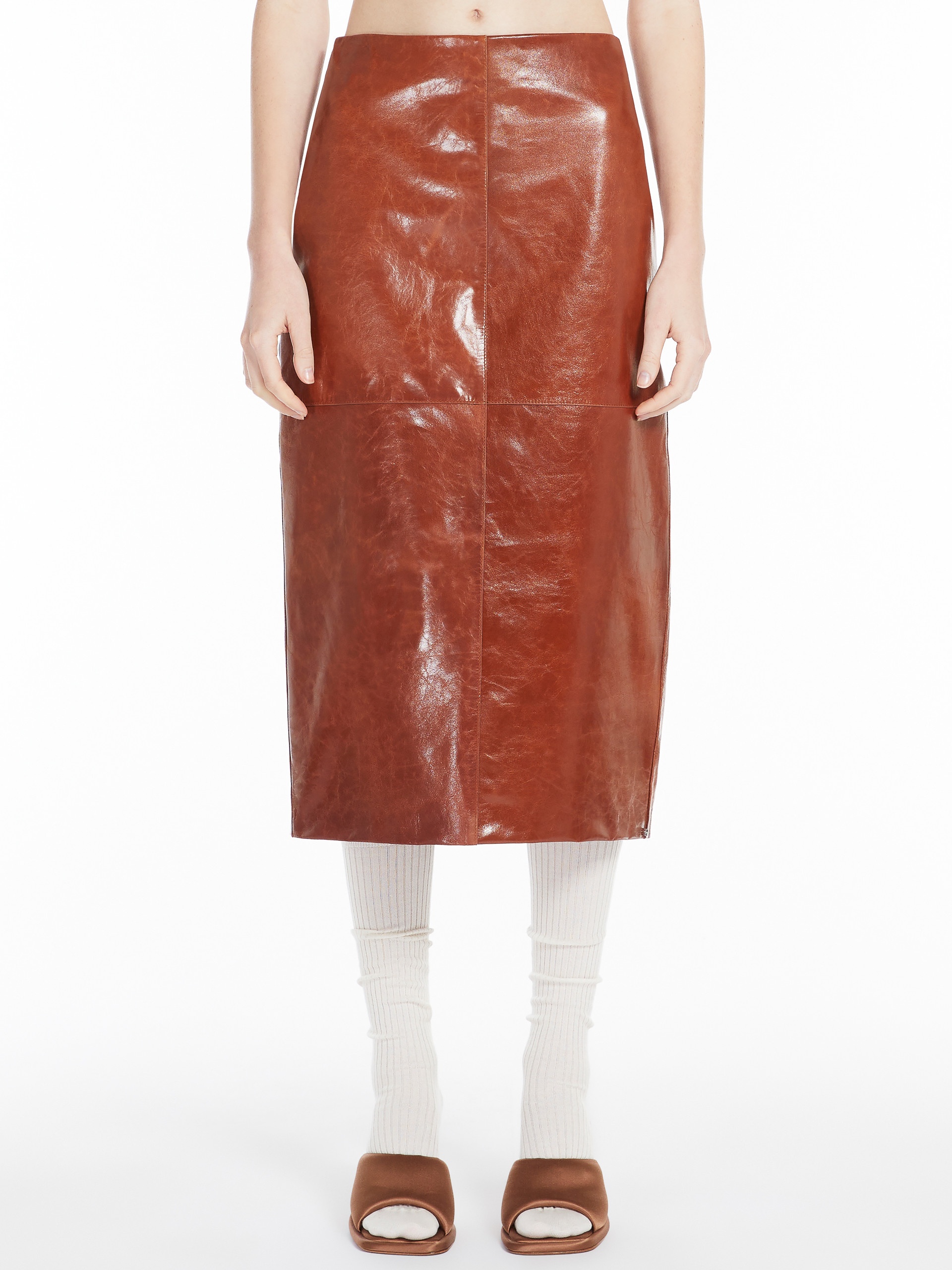 BAIRO Nappa-leather midi skirt - 3