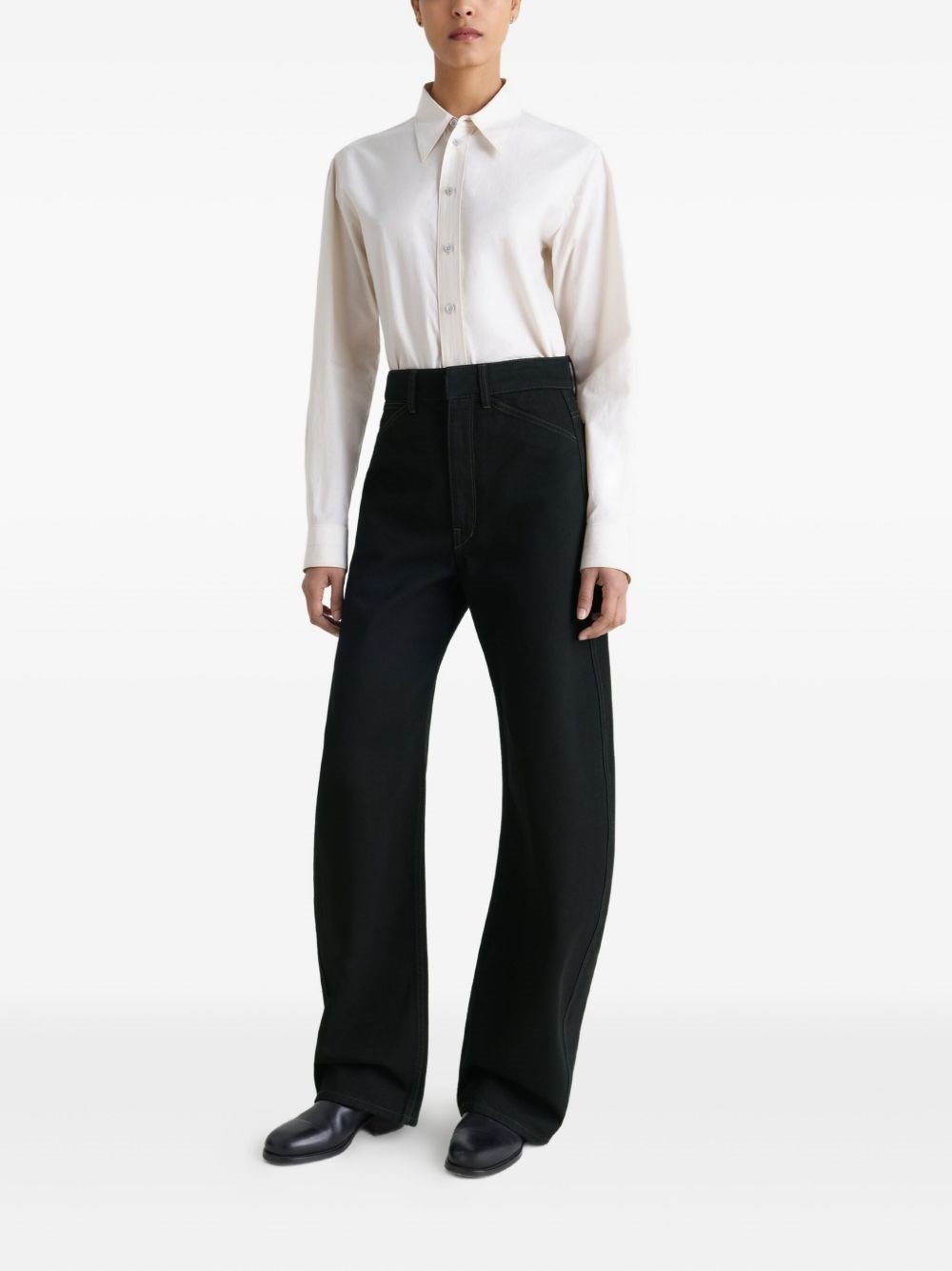 Cotton high-waisted trousers - 4