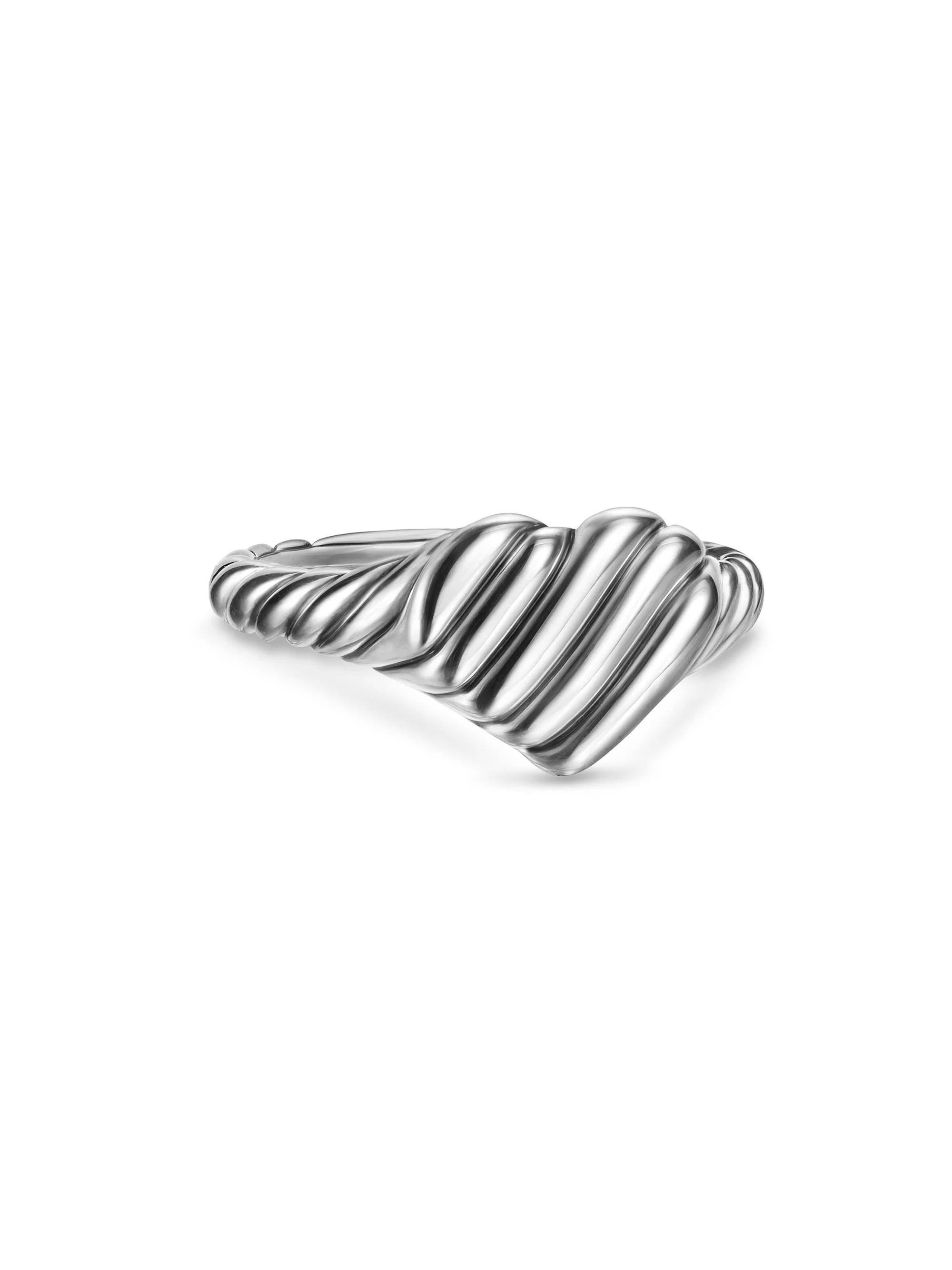 Women's Sculpted Cable Heart Pinky Ring in Sterling Silver, 9MM - Silver - 1