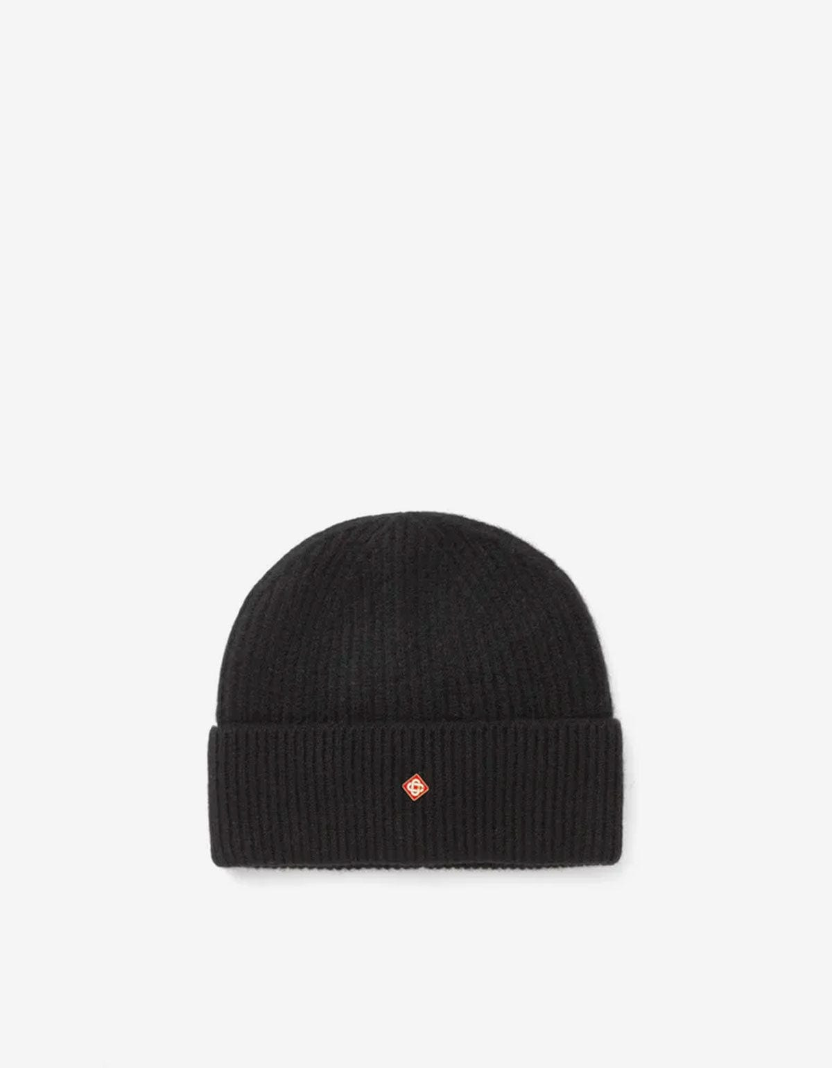 Casablanca Black Half Cardigan Wool Beanie Hat - 1