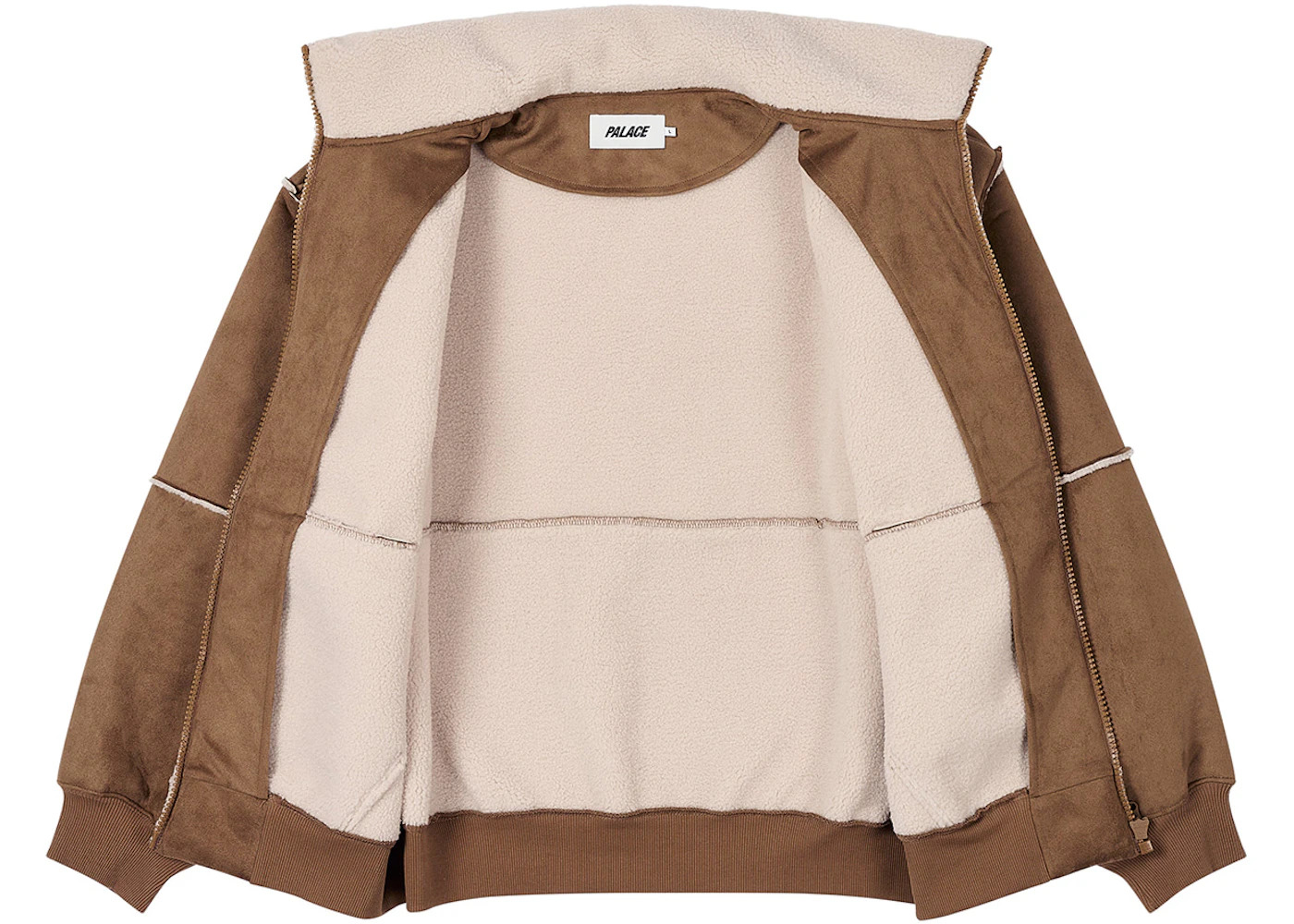 Palace Sherpa Faux Suede Funnel Caked Brown - 2