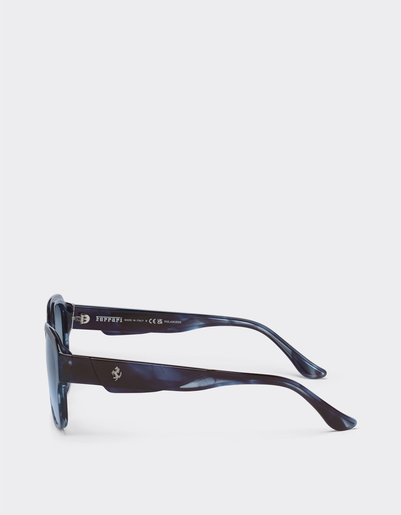 Ferrari sunglasses in striped blue acetate with polarised gradient blue lenses 5
