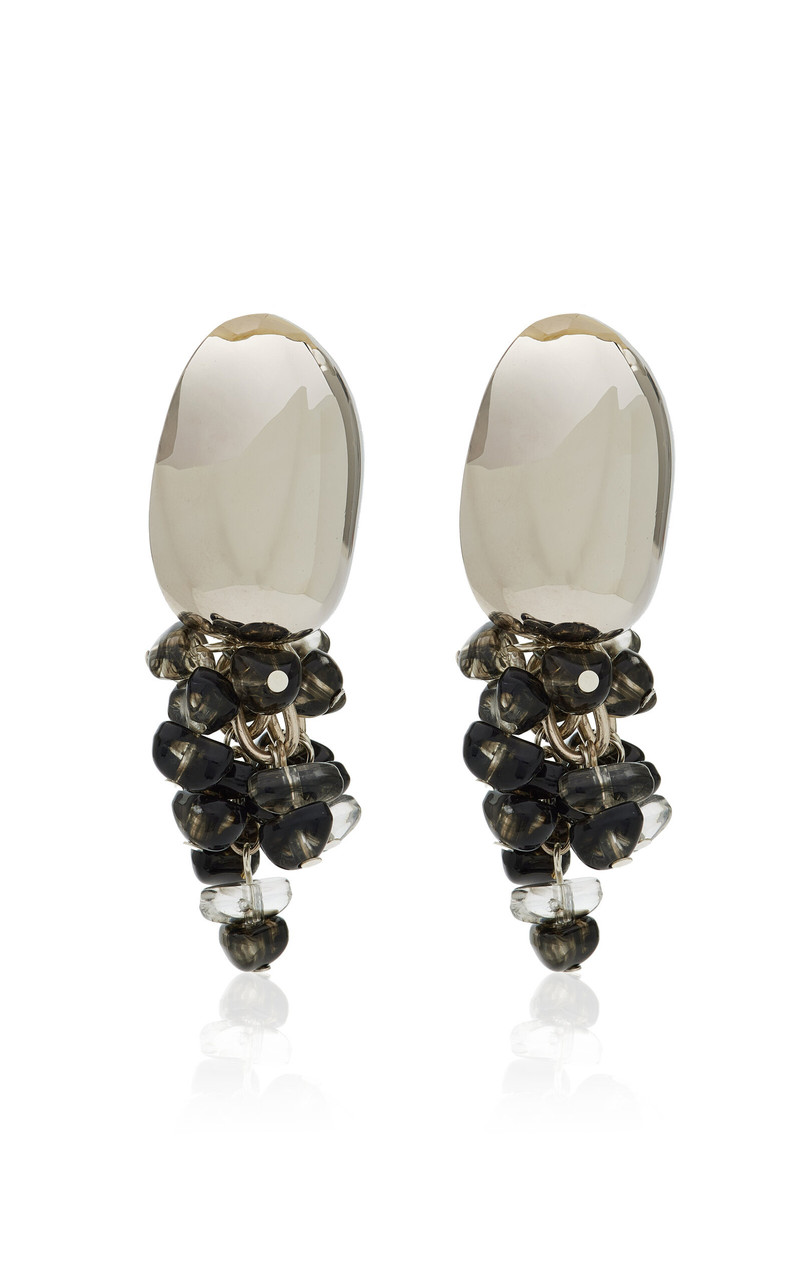 BRANDON MAXWELL The Goji Earrings With Dangling Stones black outlook