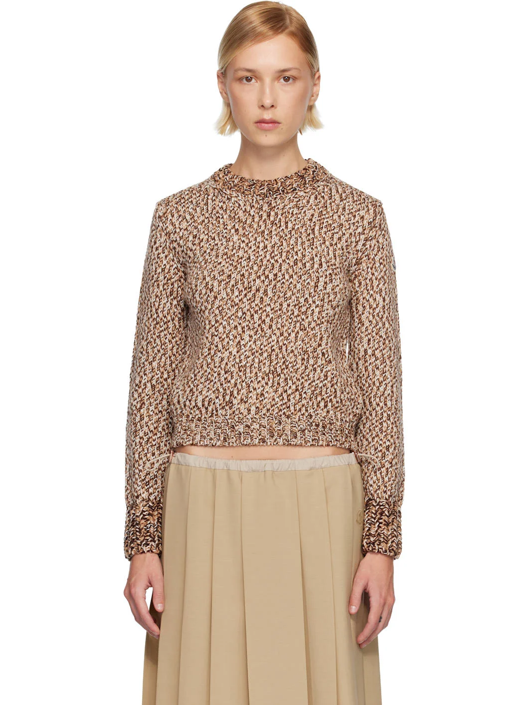 Brown Mouliné Wool Sweater - 1