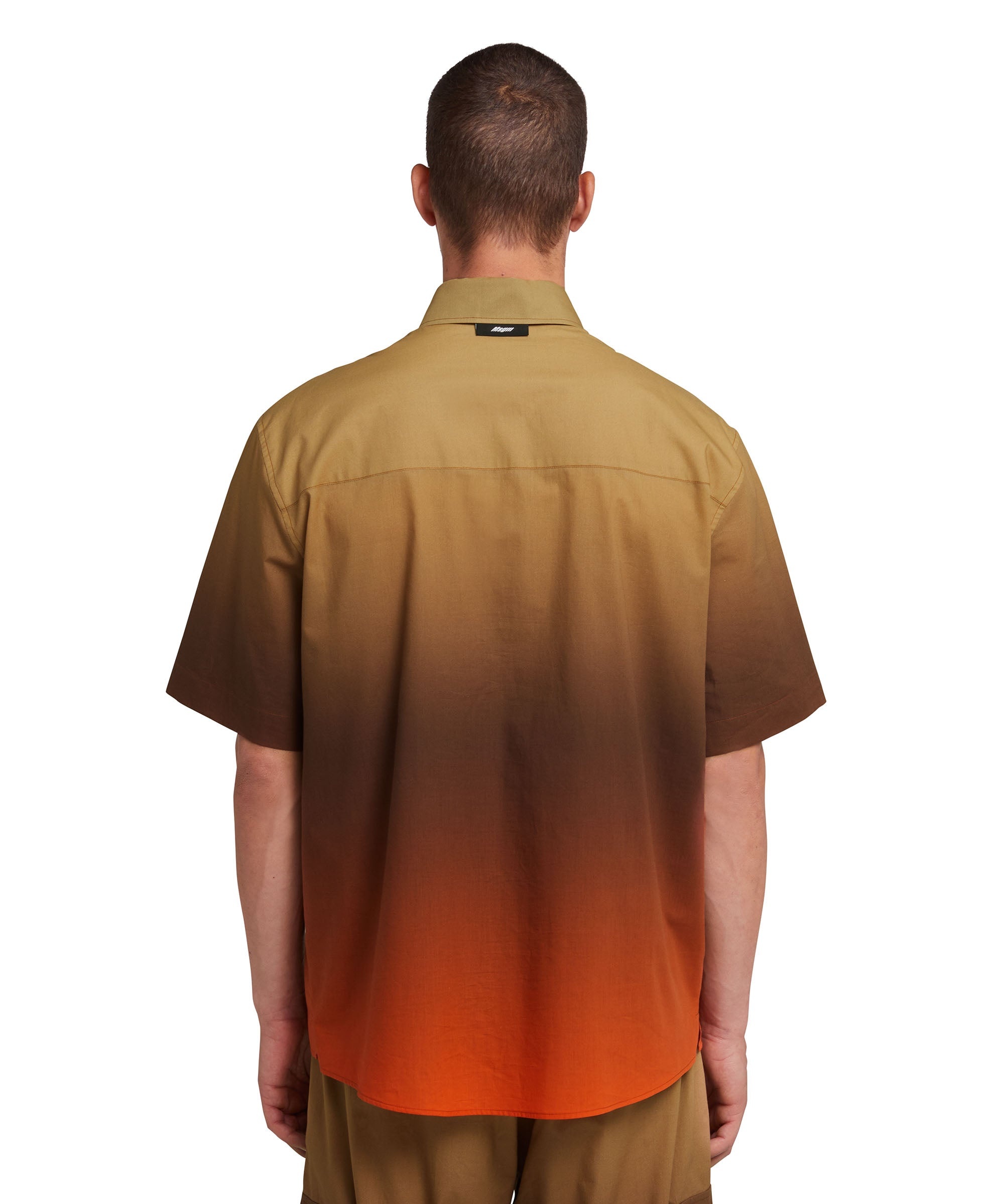 Short sleeve poplin shirt with faded print - 3