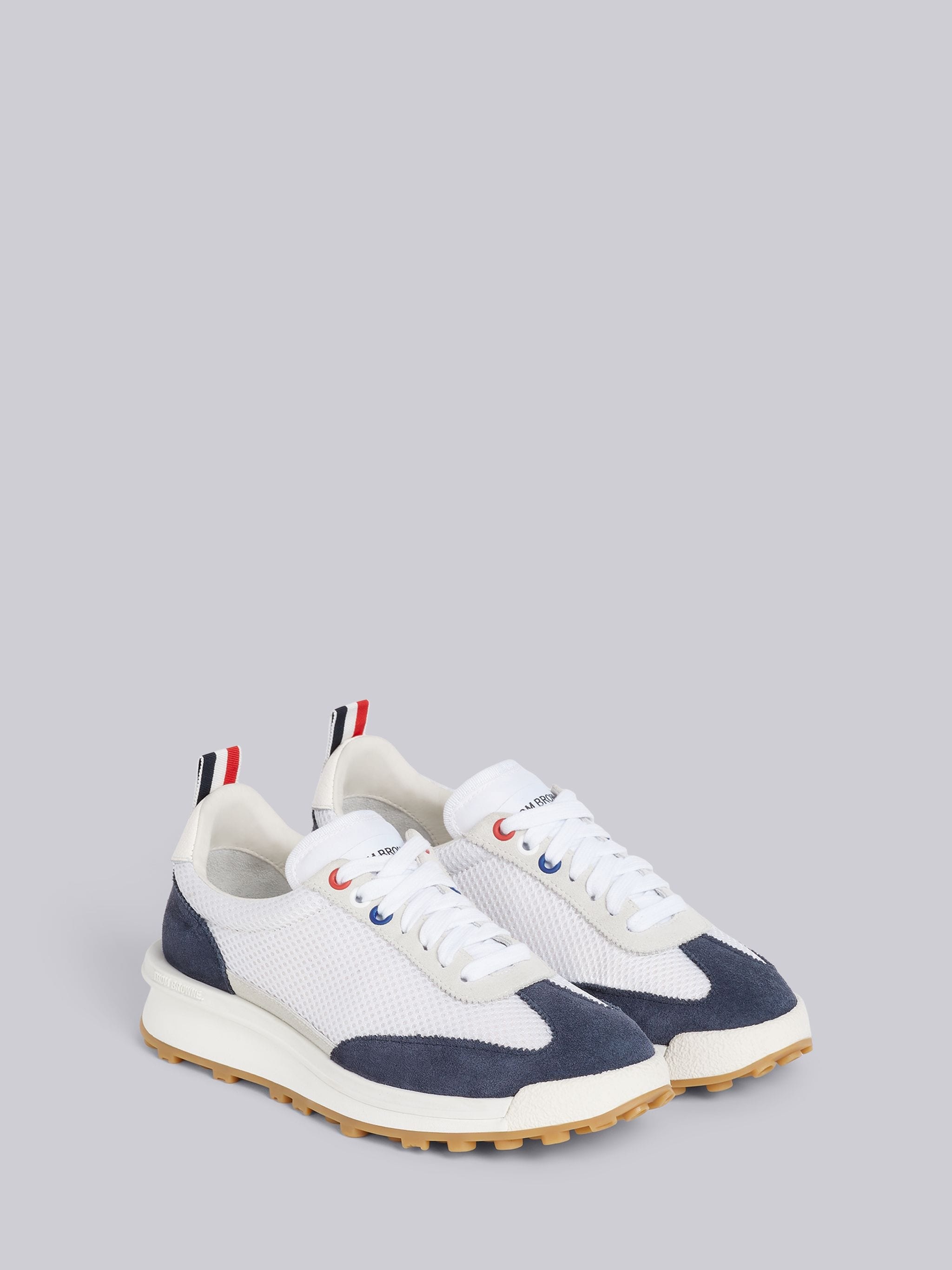 White Fine Kid Suede Tech Runner - 3