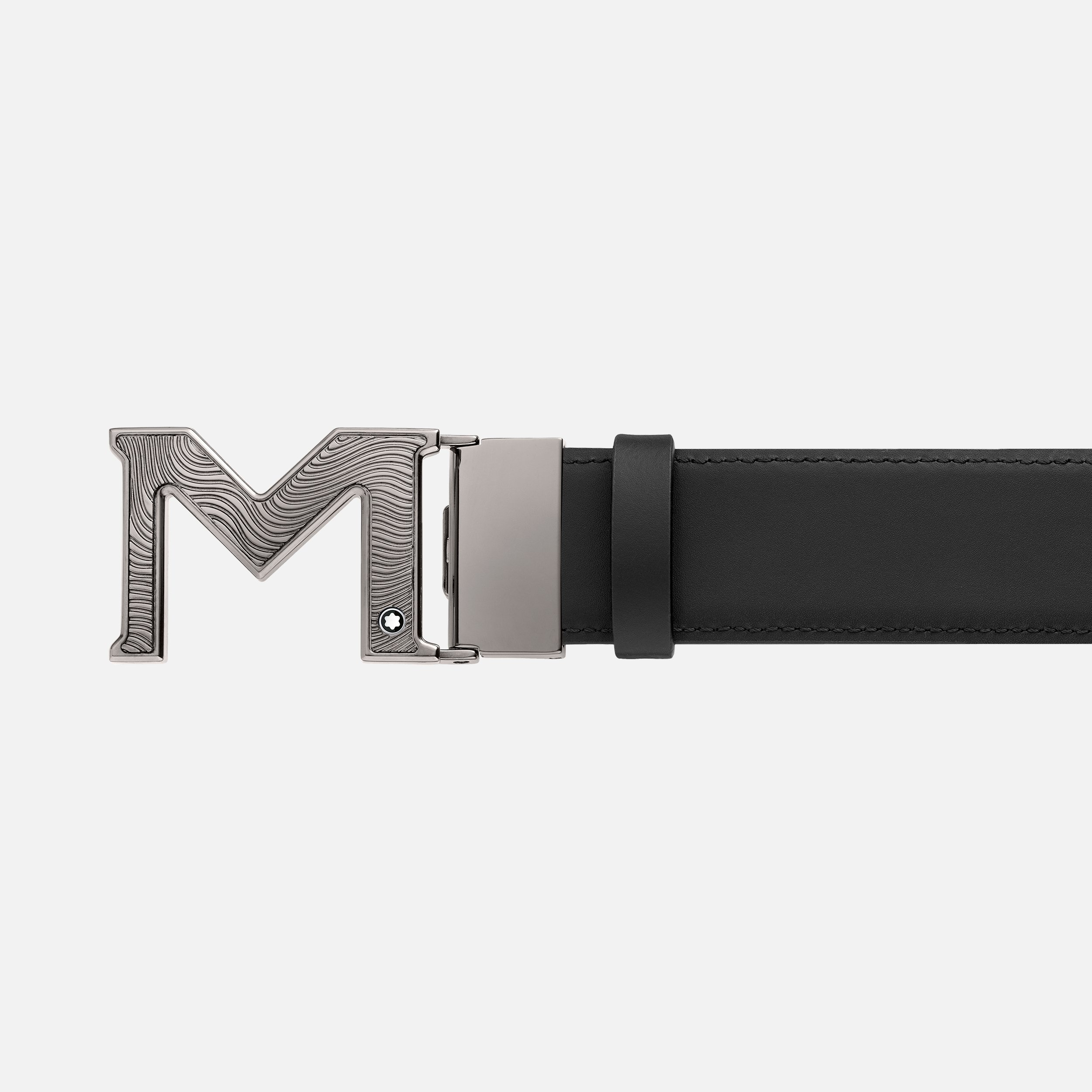 M buckle embossed black/plain black 35 mm reversible leather belt - 3